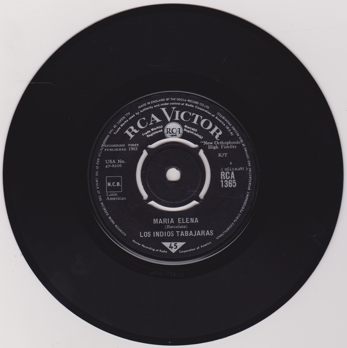 Los Indios Tabajaras – Maria Elena (RCA 1963) 7" vinyl single VG/-