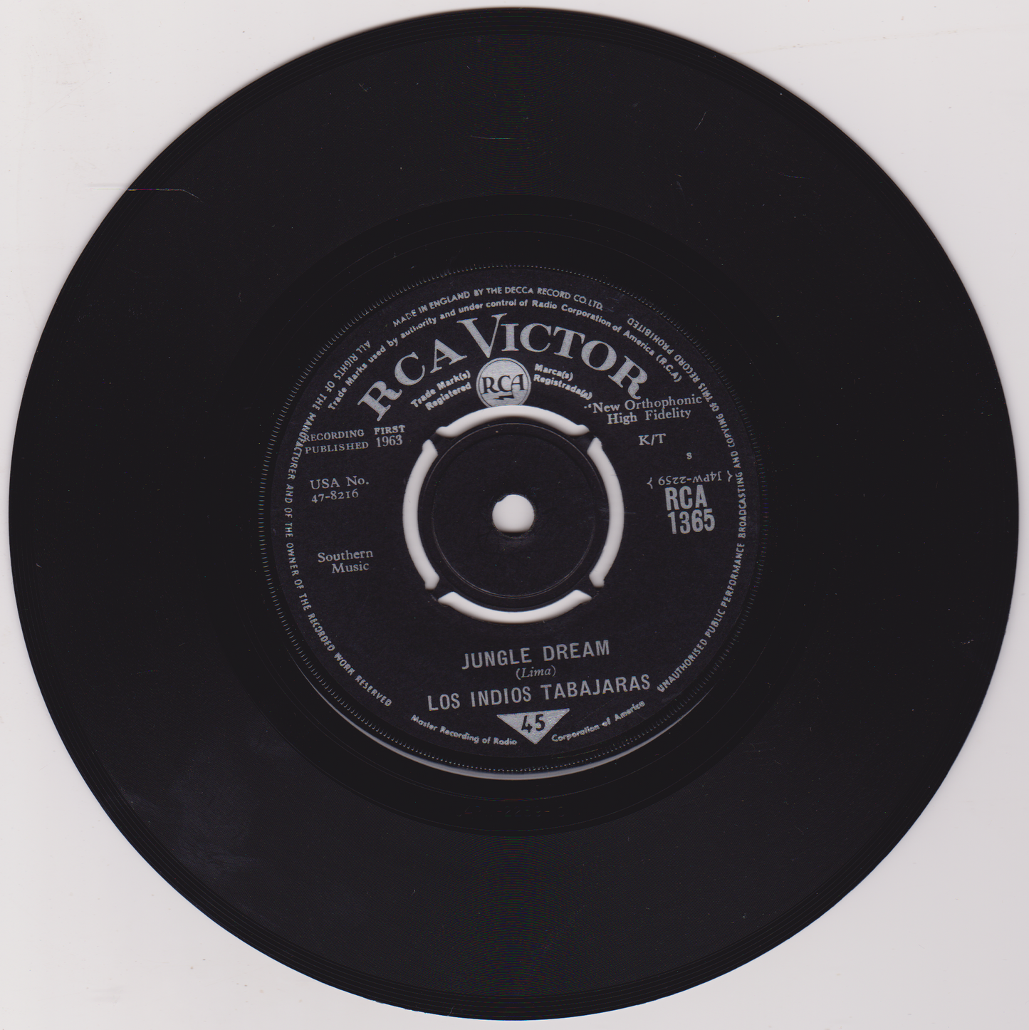 Los Indios Tabajaras – Maria Elena (RCA 1963) 7" vinyl single VG/-
