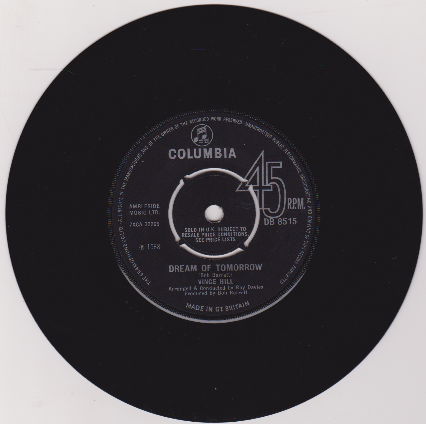 Vince Hill – Doesn't Anybody Know My Name? (Columbia, 1968) 7" vinyl single VG/-