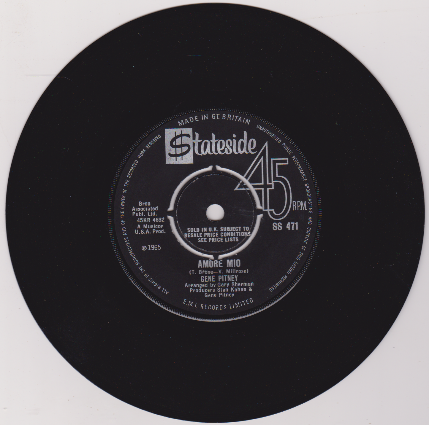 Gene Pitney – Princess In Rags (Stateside, 1965) 7" vinyl single VG/-
