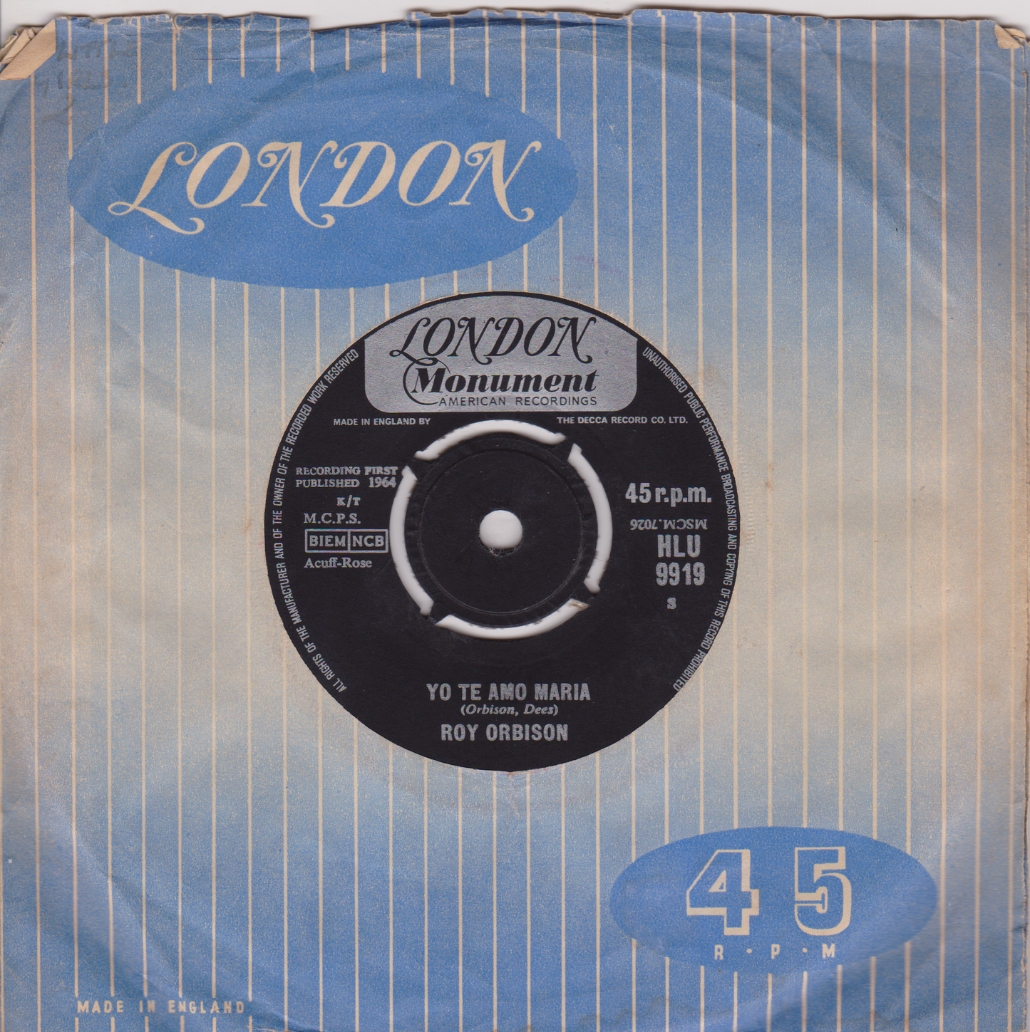 Roy Orbison - Oh, Pretty Woman (London 1964) 7" vinyl single VG/VG