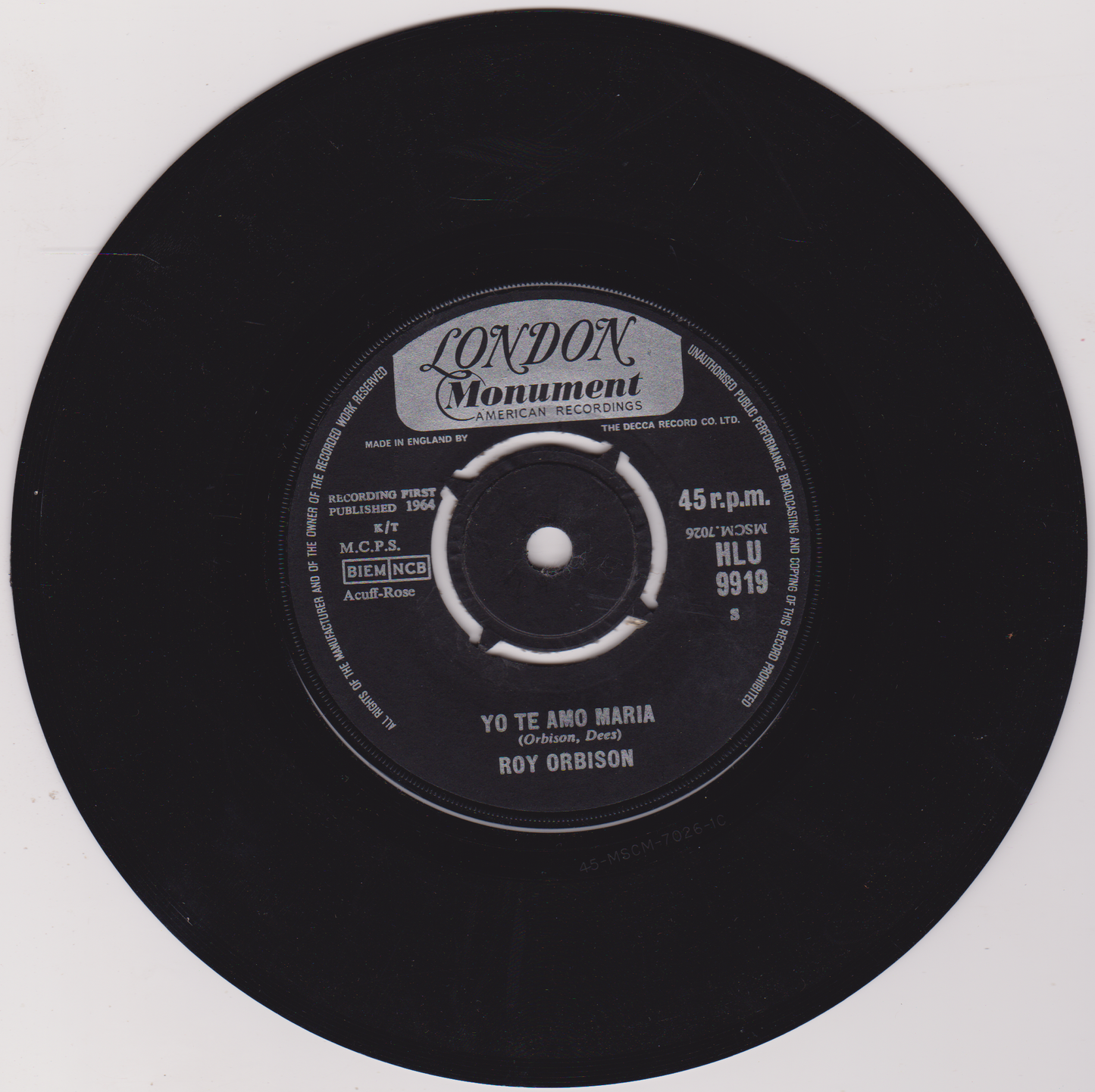 Roy Orbison - Oh, Pretty Woman (London 1964) 7" vinyl single VG/VG