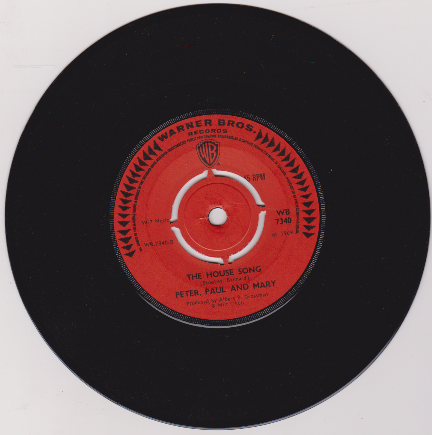 Peter Paul and Mary – Leaving On A Jet Plane (Warner Bros 1969) 7” vinyl VG/VG