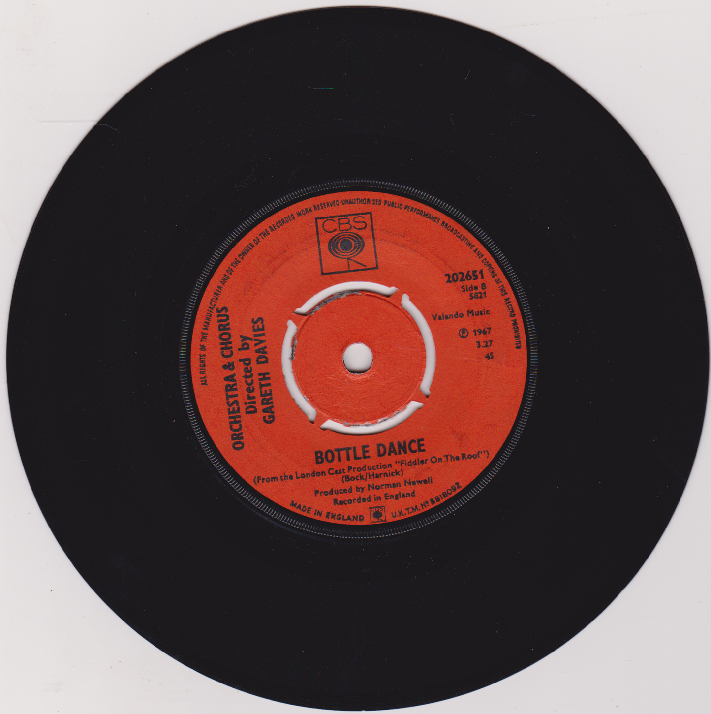 Topol – If I Were A Rich Man (CBS 1967) 7" vinyl single VG/VG