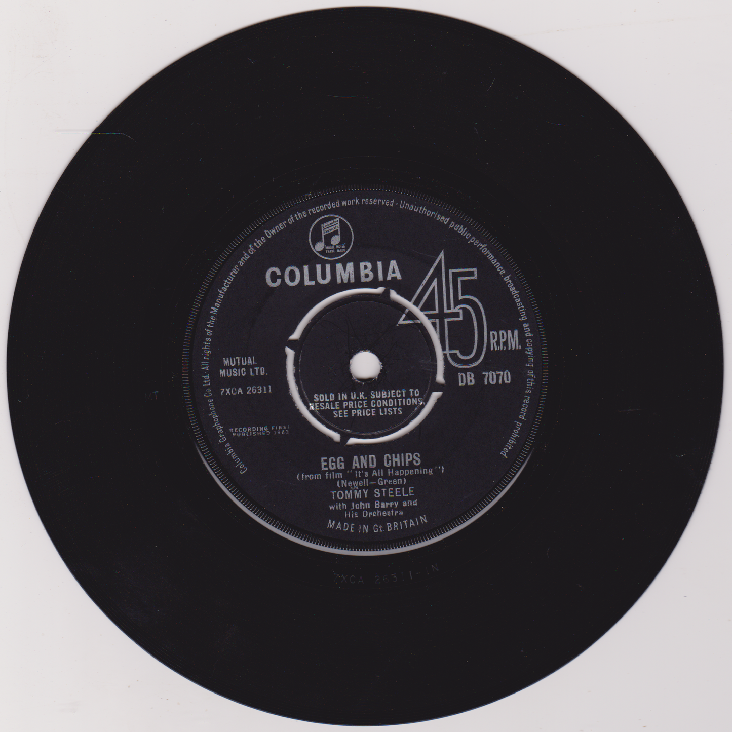 Tommy Steele With John Barry And His Orchestra – The Dream Maker (Columbia 1963) 7" vinyl single VG/-