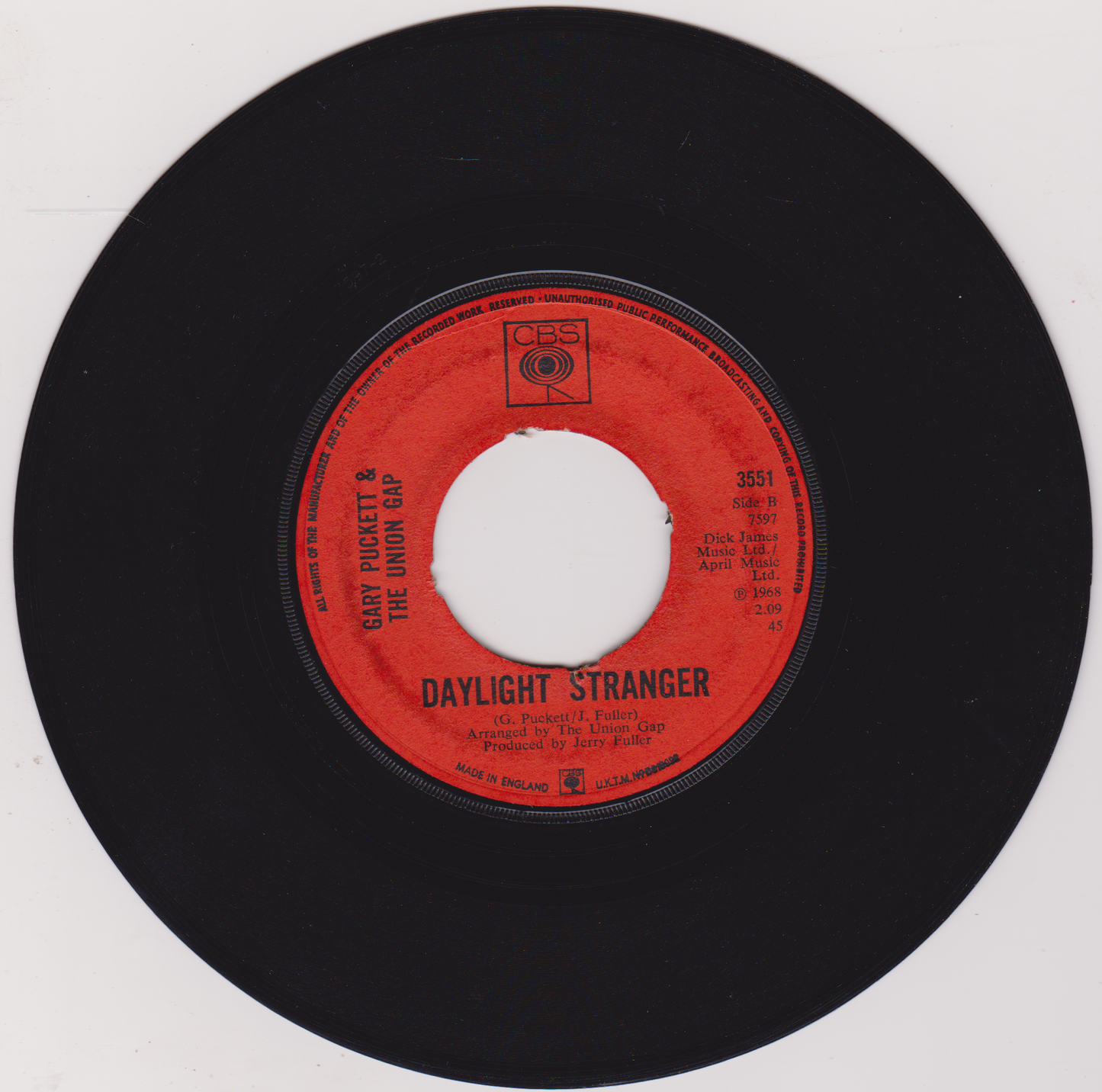 Gary Puckett & The Union Gap – Lady Willpower (CBS 1968) 7" vinyl single G+/- jukebox