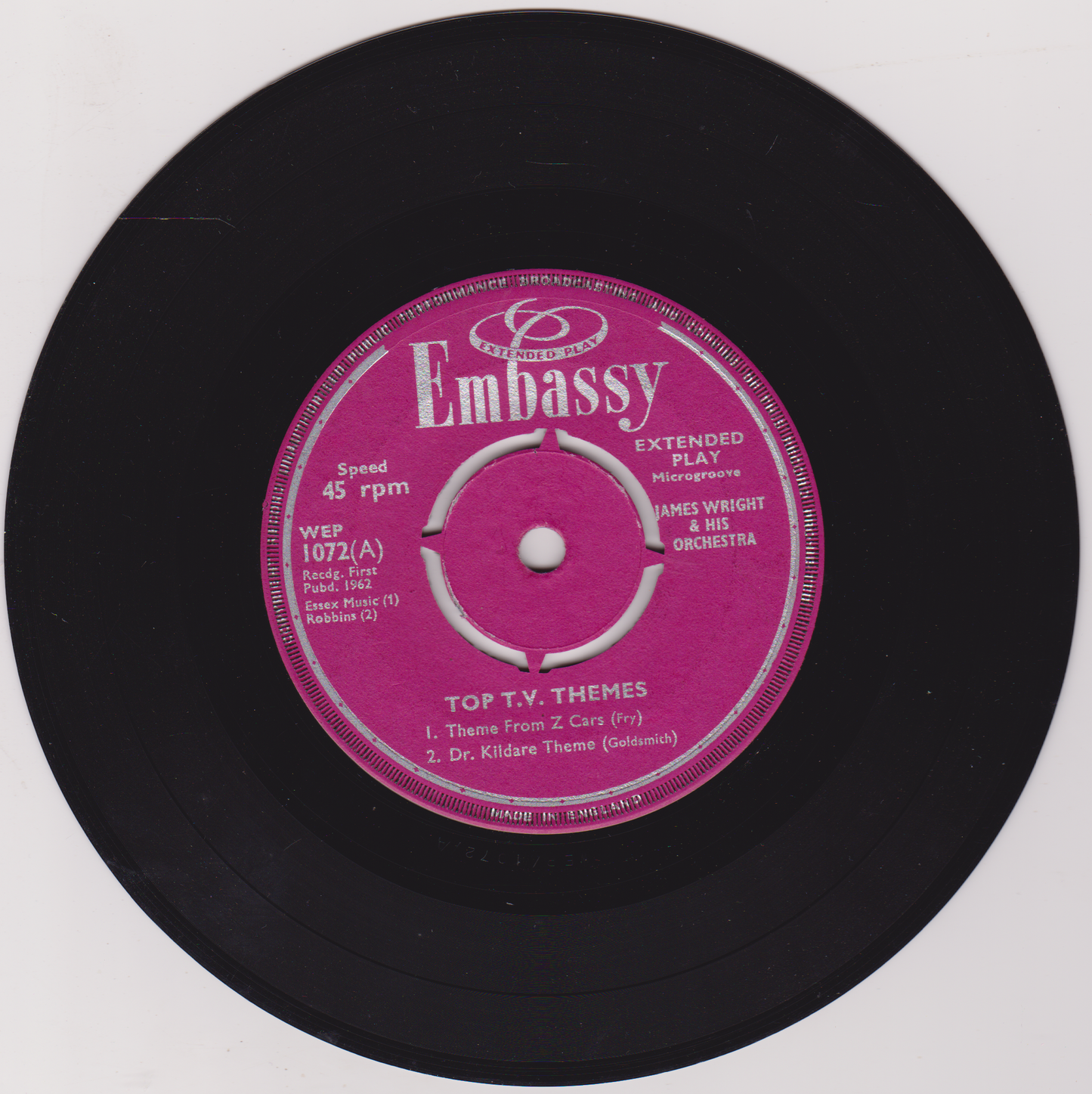 James Wright & His Orchestra – Top T.V. Themes (Embassy 1962) 7" vinyl EP VG/VG