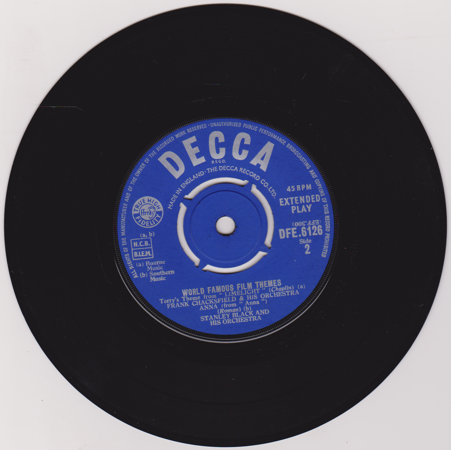 Various – World Famous Film Themes (Decca 1955) 7" vinyl EP VG/VG