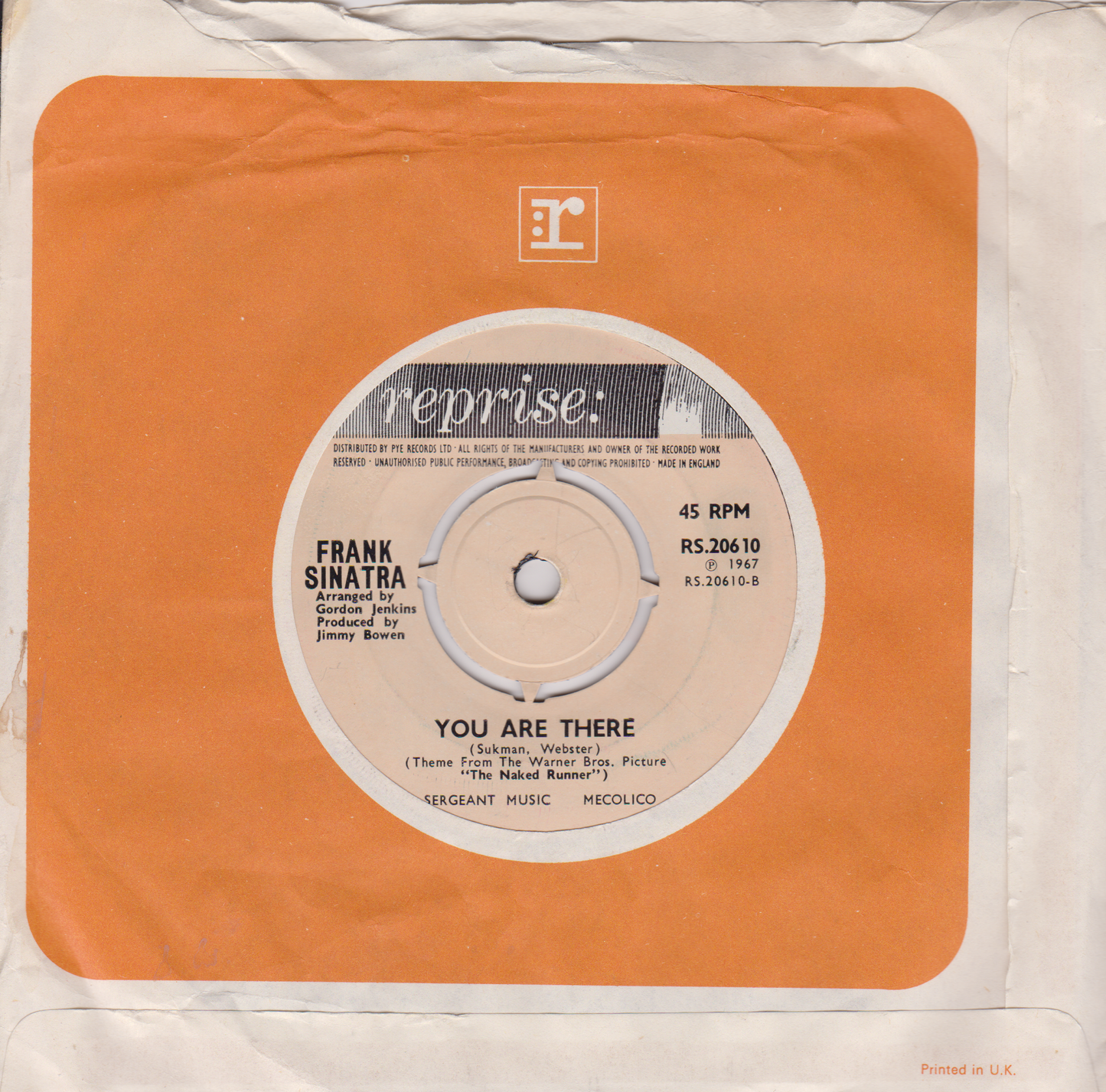 Frank Sinatra – The World We Knew (Over And Over) (Reprise 1967) 7" vinyl single VG/VG