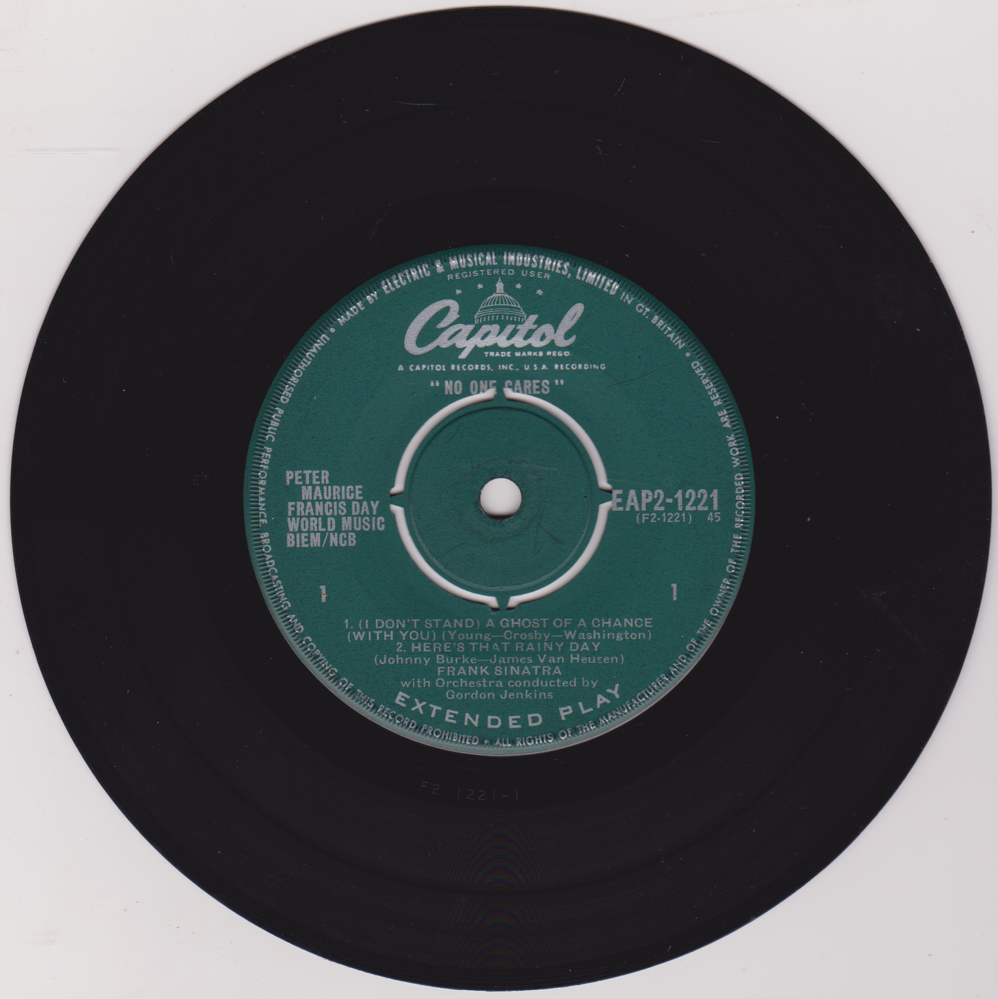 Frank Sinatra – No One Cares (Part 2) (Capitol 1959) 7" vinyl EP VG/VG
