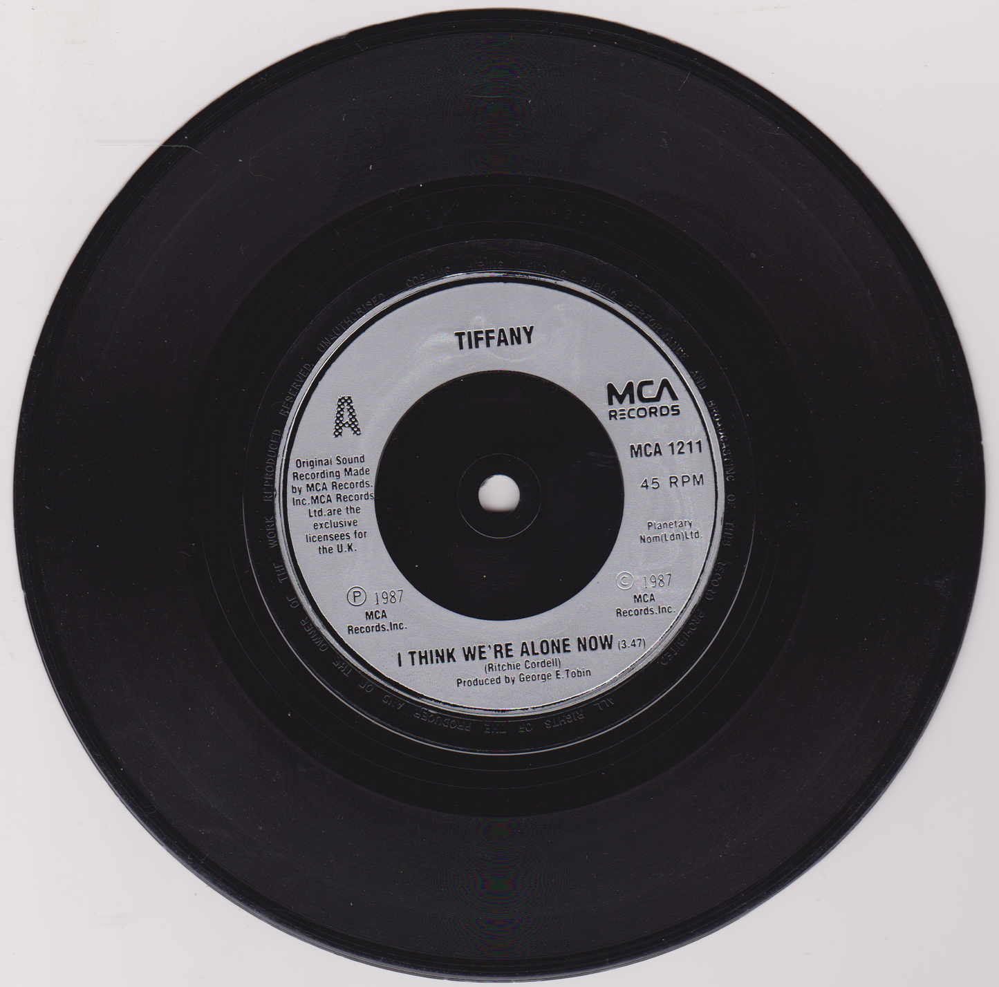 Tiffany – I Think We're Alone Now (MCA 1988) 7" vinyl single VG/G+