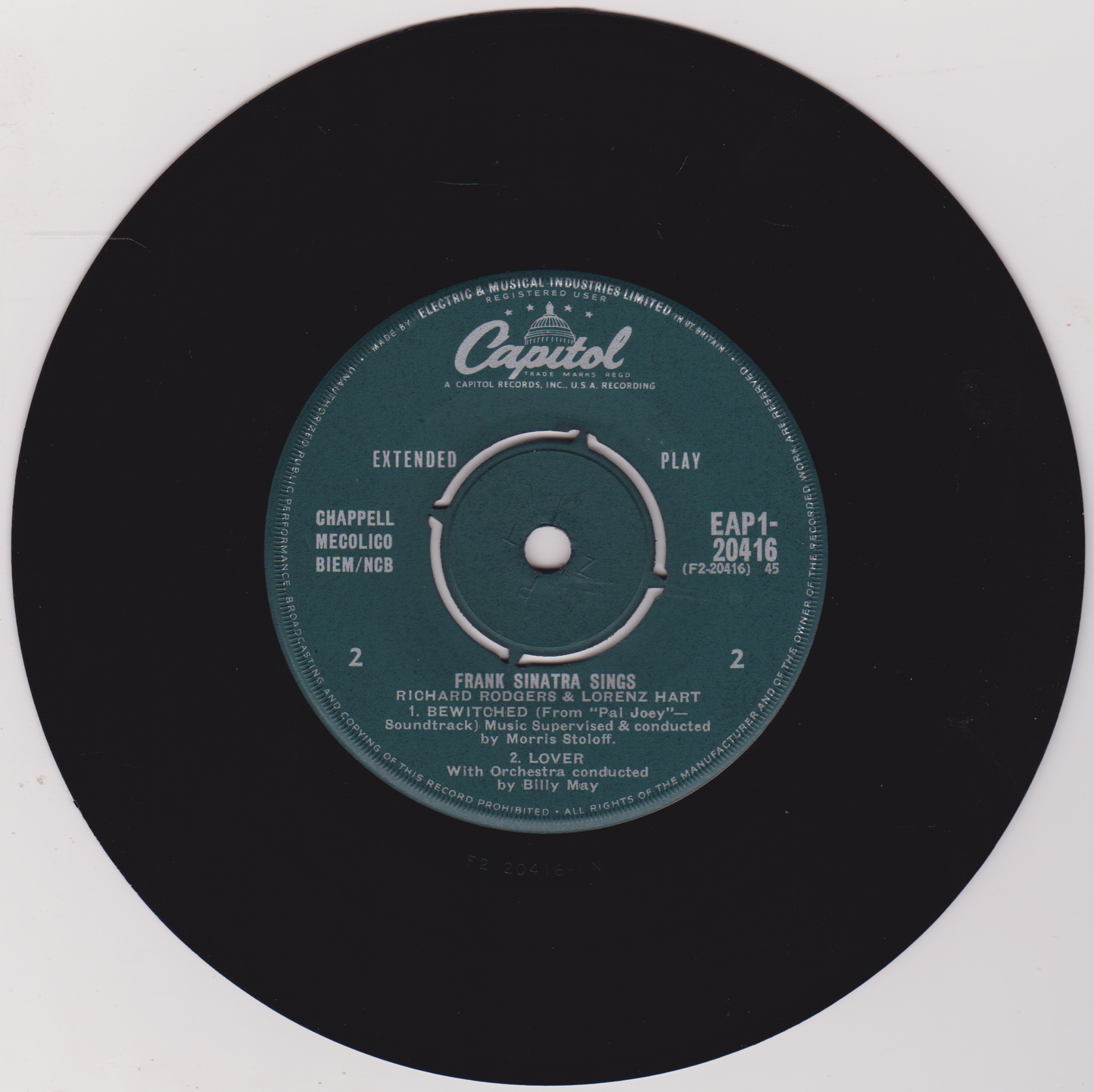 Frank Sinatra – Frank Sinatra Sings Rodgers And Hart (Capitol 1961) 7" vinyl EP VG/VG