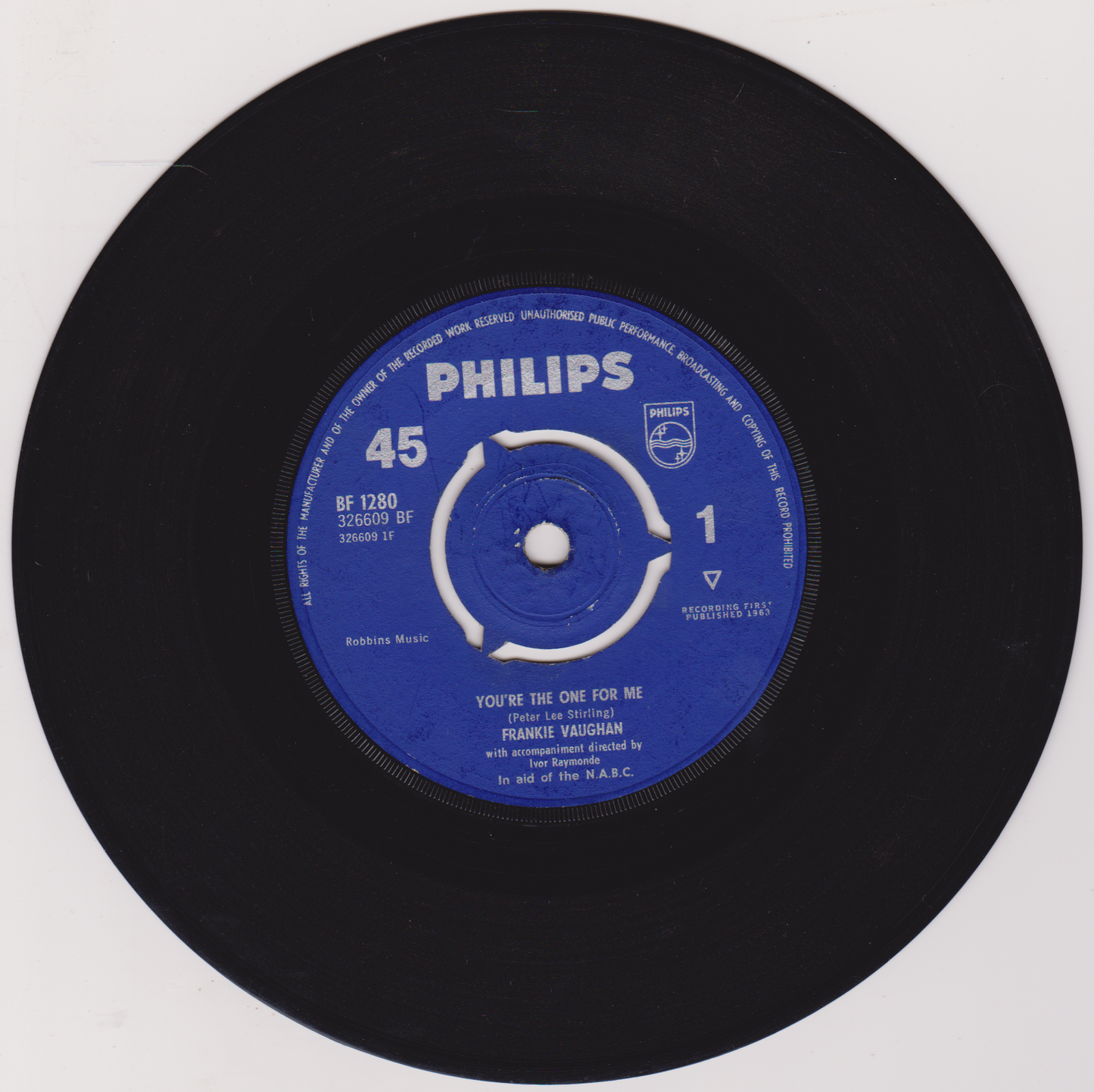 Frankie Vaughan – You're The One For Me (Philips 1963) 7" vinyl single VG/-