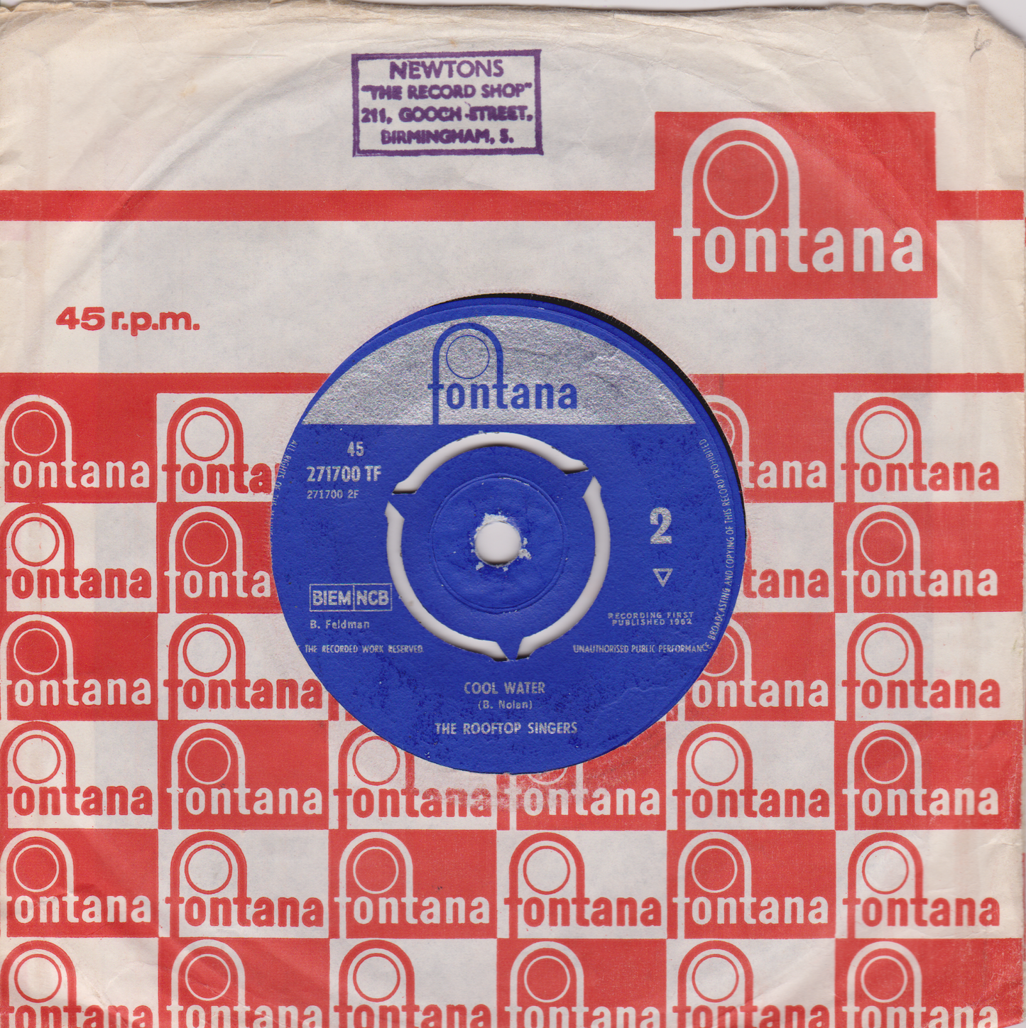 The Rooftop Singers - Walk Right In (Fontana 1962) 7" vinyl single VG/VG