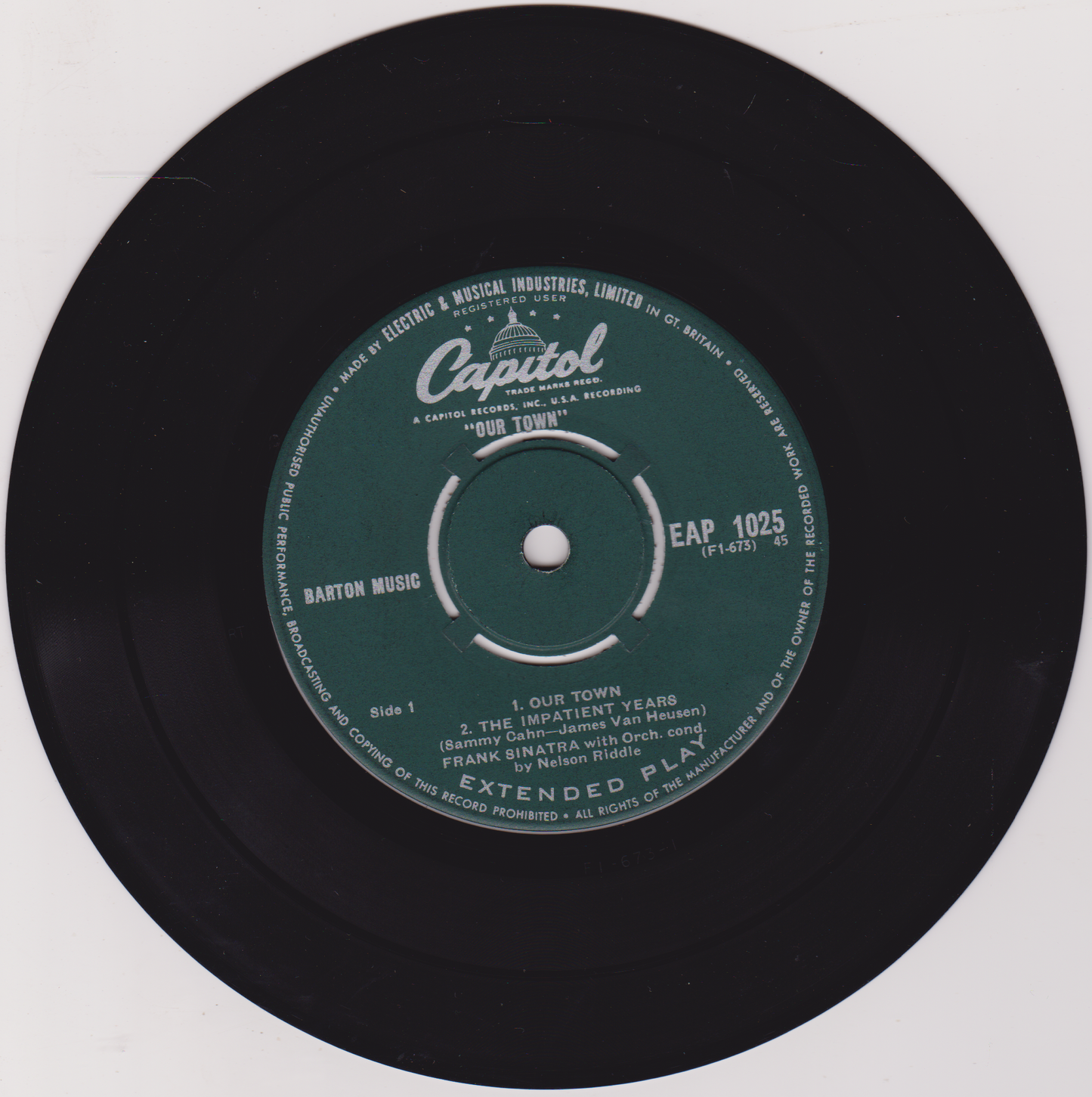 Frank Sinatra – Our Town (Capitol 1956) 7" vinyl EP VG/VG