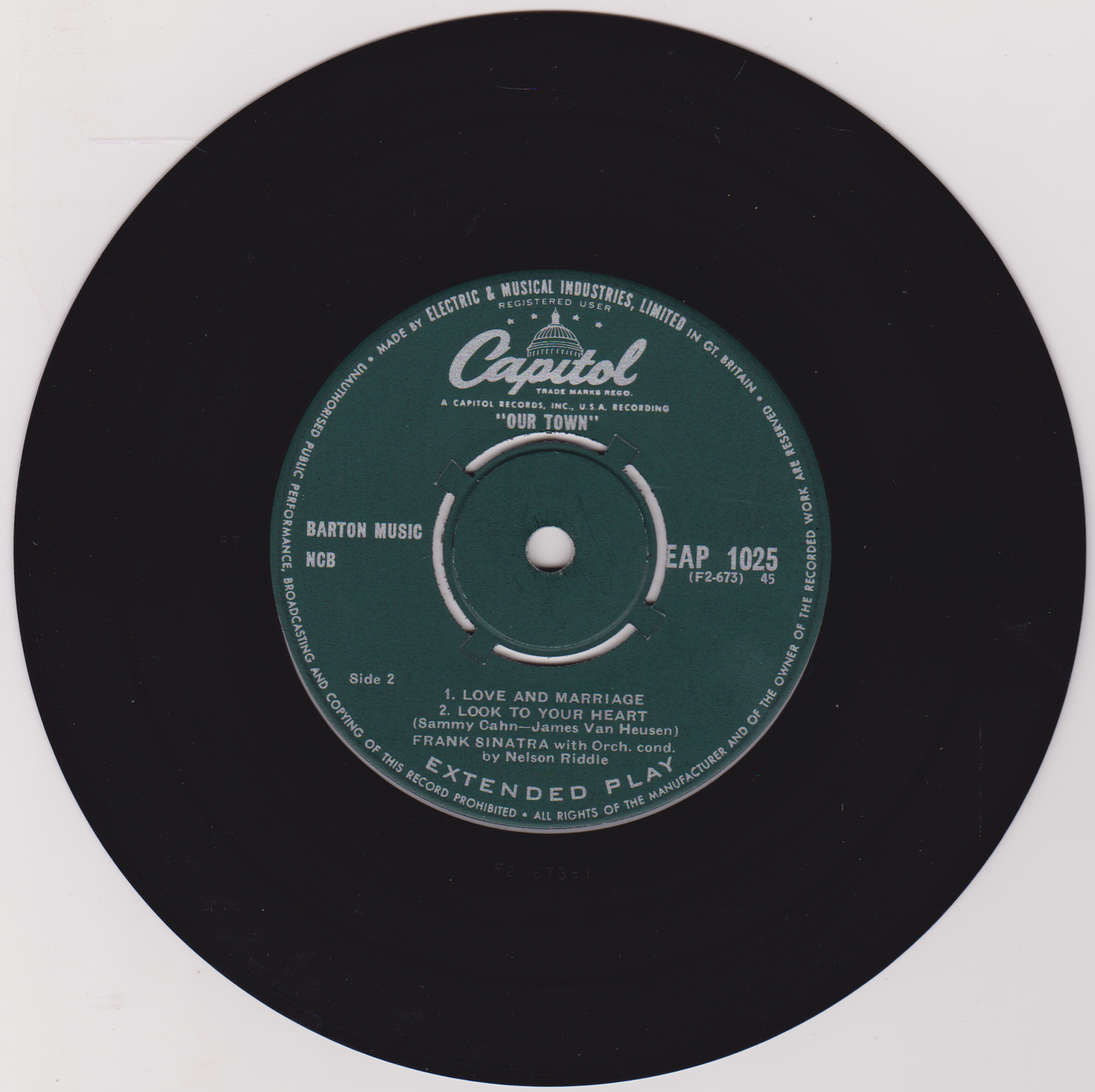 Frank Sinatra – Our Town (Capitol 1956) 7" vinyl EP VG/VG