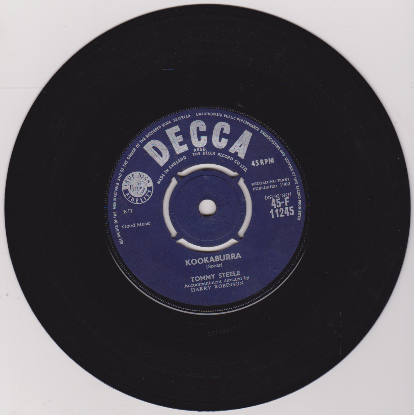 Tommy Steele – What A Mouth (What A North And South) (Decca 1960) 7" vinyl single VG/-