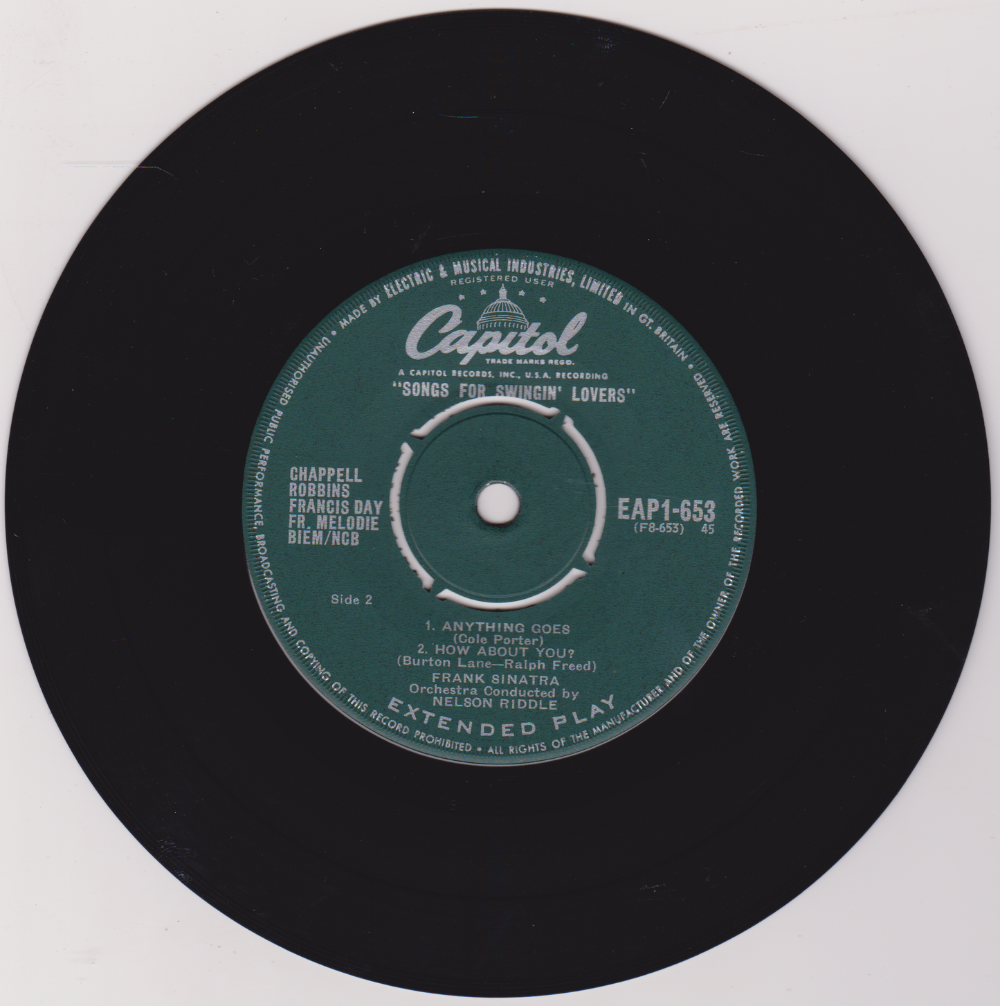 Frank Sinatra – Songs For Swingin' Lovers (Part 1) (Capitol 1956) 7" vinyl EP VG/VG