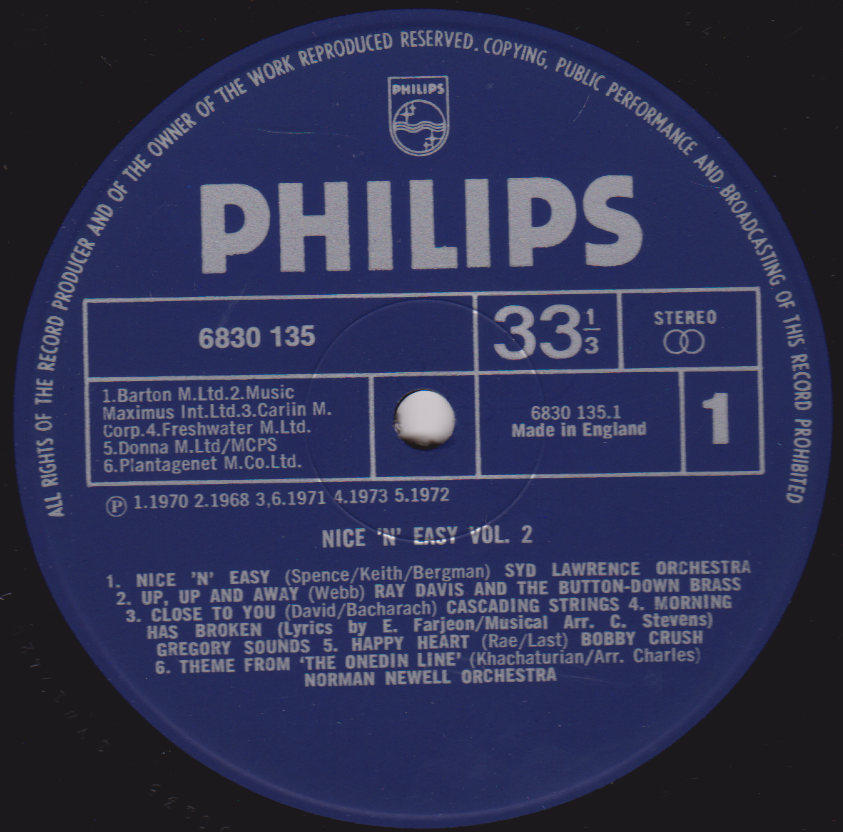 Various – Nice 'n' Easy Volume 2 (Philips 1972) 2x12" vinyl LP VG/VG