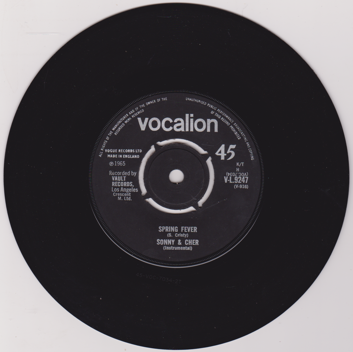 Sonny & Cher – The Letter (Vocalion 1965) 7" vinyl single G+/-