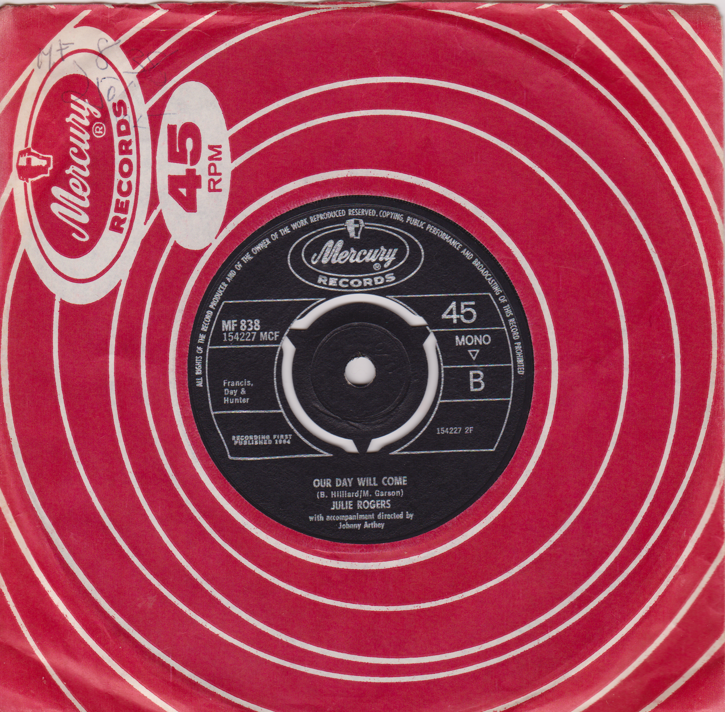 Julie Rogers – Like A Child (Mercury 1964) 7" vinyl single VG/VG
