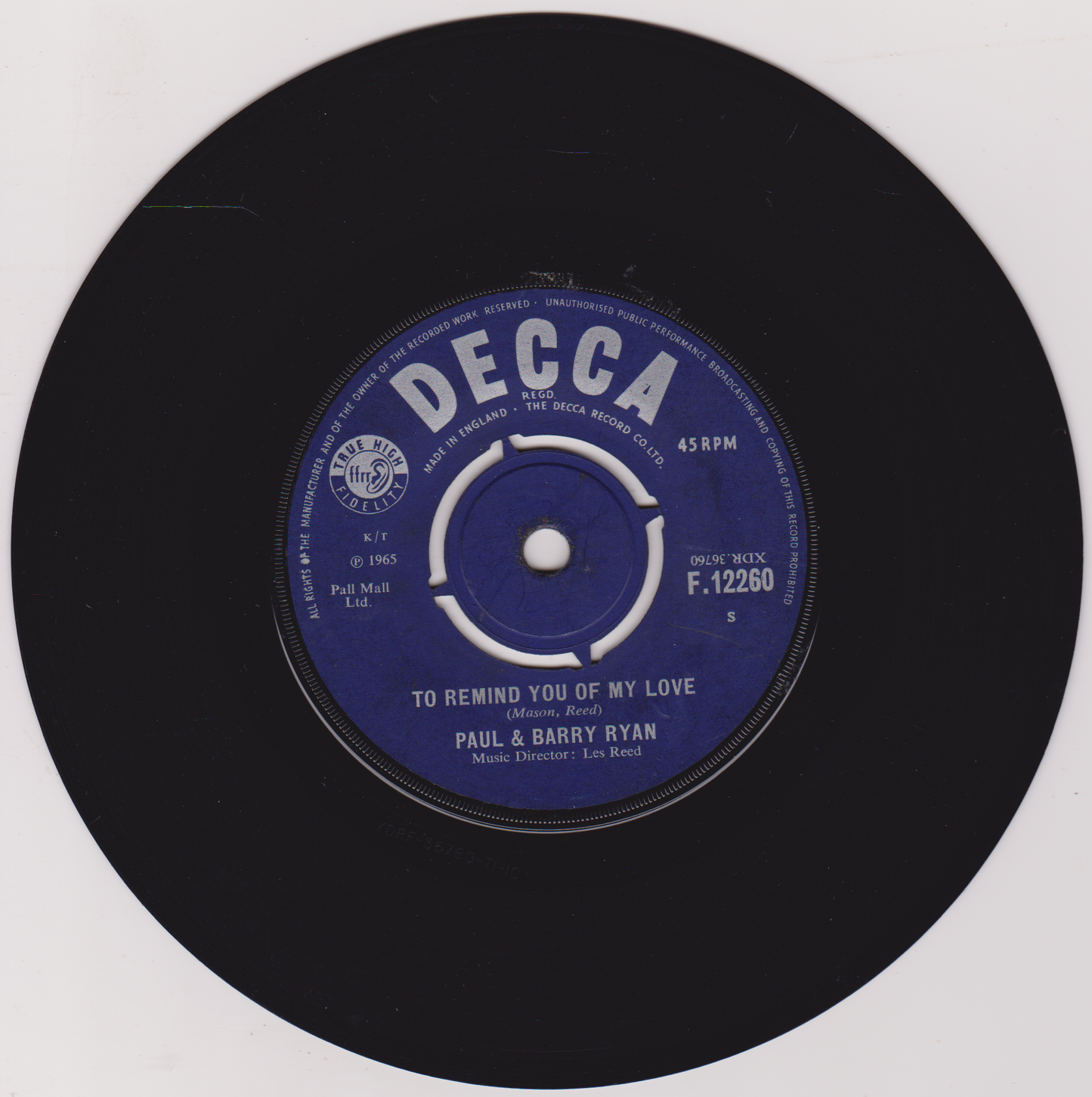 Paul & Barry Ryan – Don't Bring Me Your Heartaches (Decca 1965) 7" vinyl single VG/VG