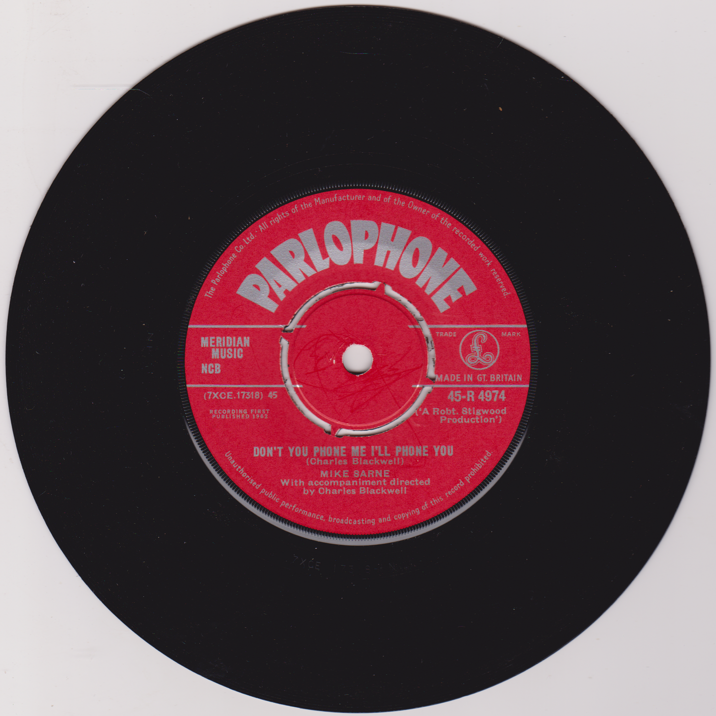 Mike Sarne – Just For Kicks (Parlophone 1962) 7" vinyl single VG/-