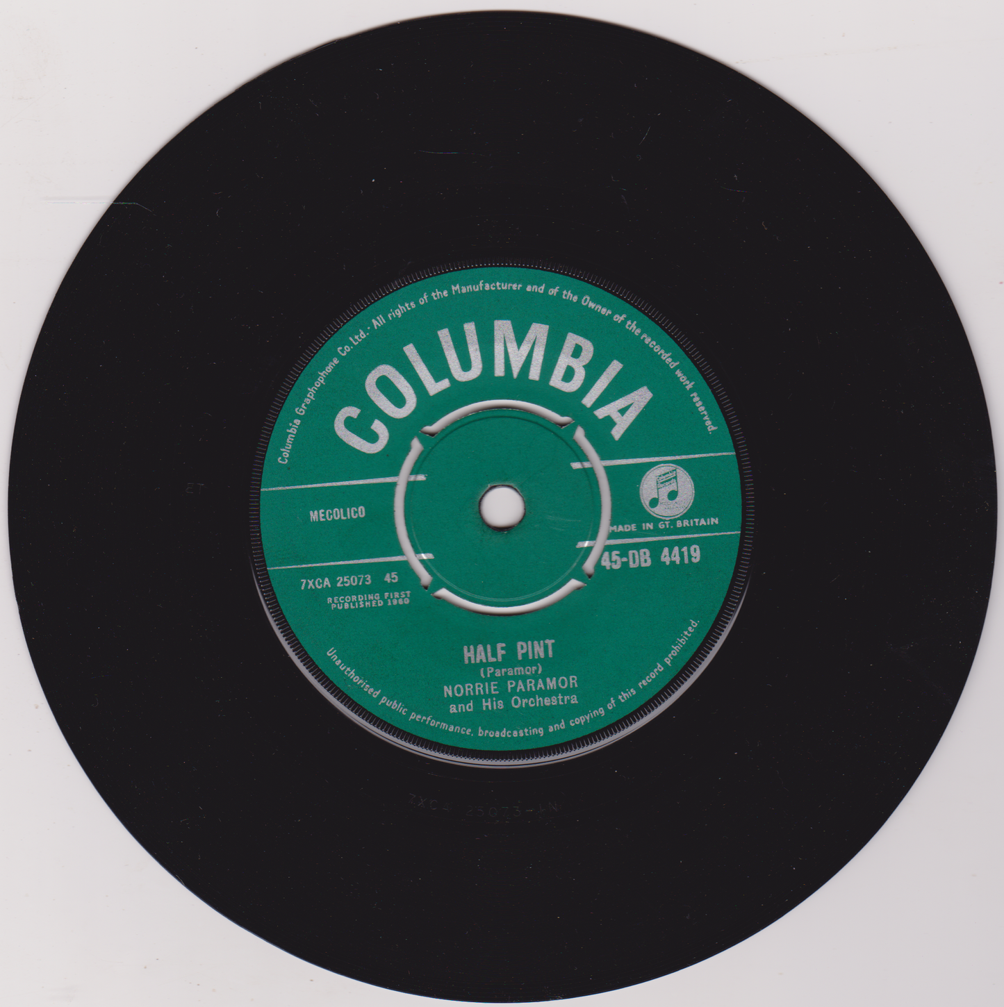 Norrie Paramor And His Orchestra – Theme From "Summer Place" (Columbia 1960) 7" vinyl single G+/-