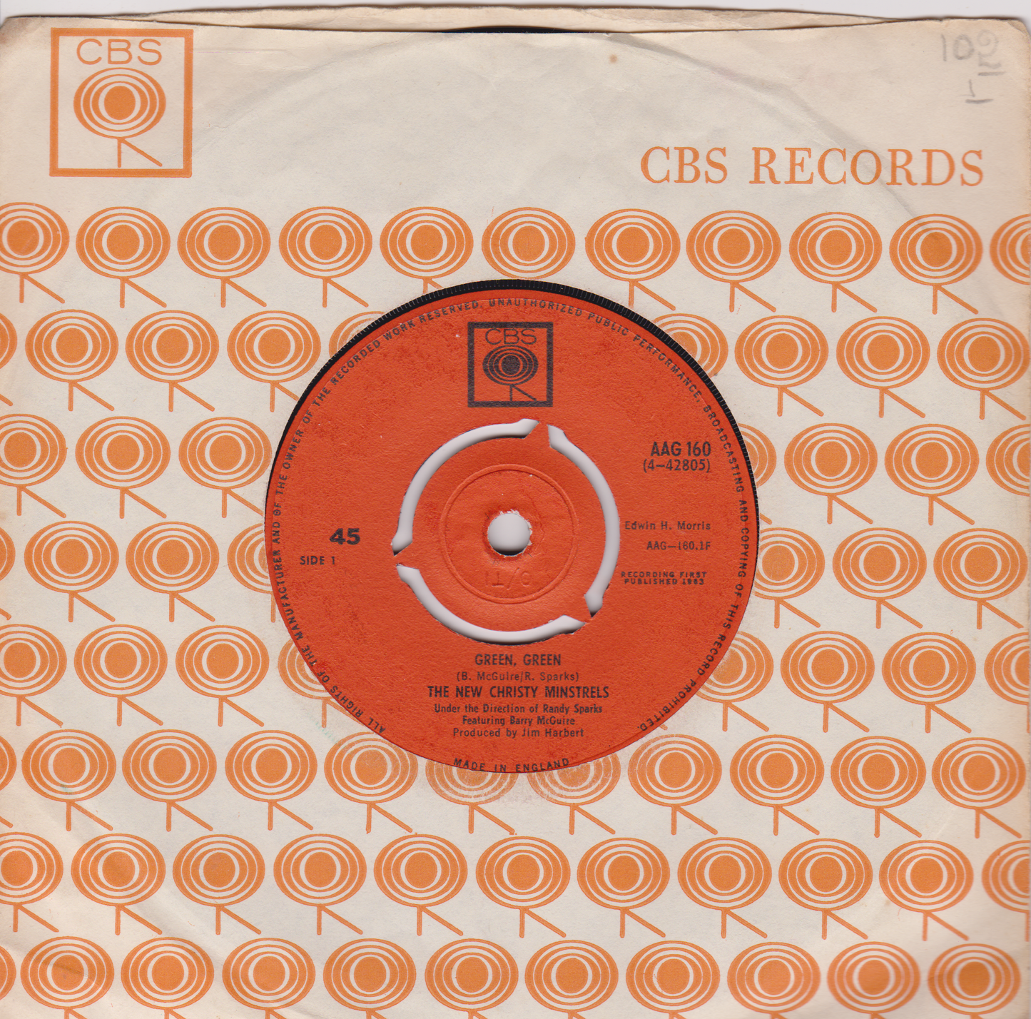 The New Christy Minstrels – Green, Green (CBS 1963) 7" vinyl single VG/VG