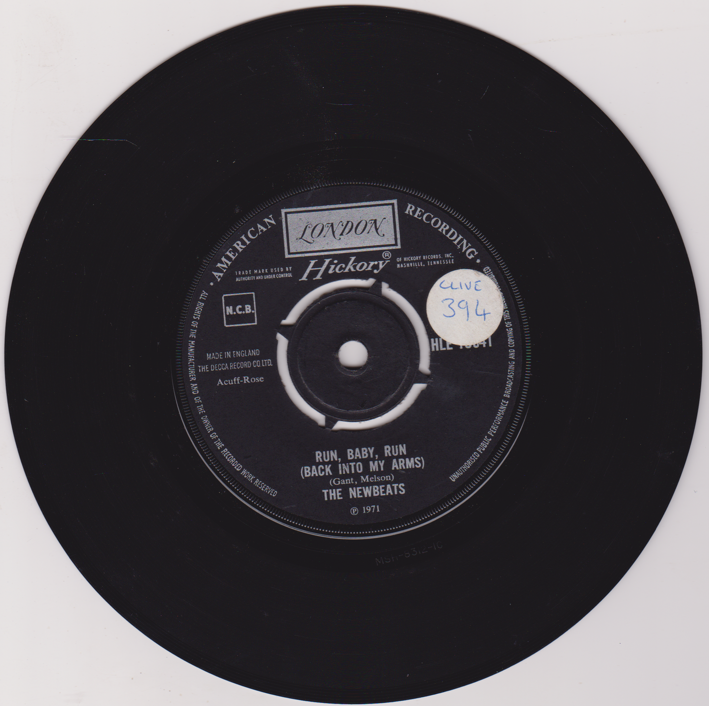 The Newbeats – Run, Baby, Run (Back Into My Arms) (London 1971) 7" vinyl single VG/-