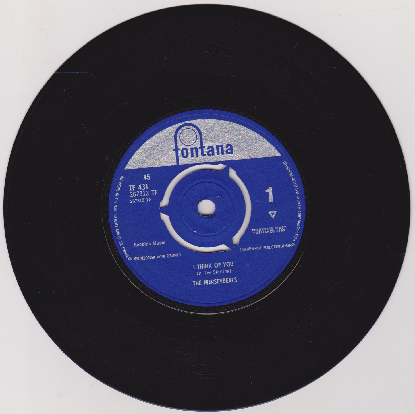 The Merseybeats - I Think Of You (Fontana 1963) 7" vinyl single VG/-