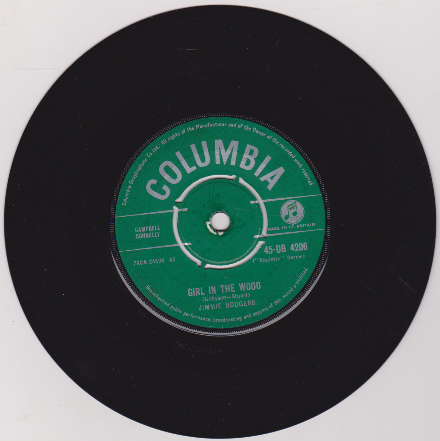 Jimmie Rodgers – Woman From Liberia (Columbia 1958) 7" vinyl single VG/G