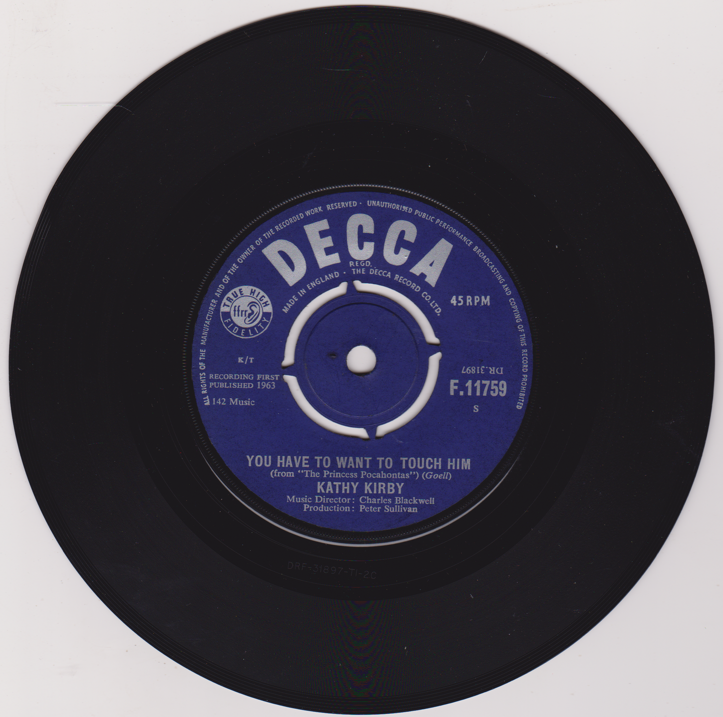 Kathy Kirby – Secret Love (Decca 1963) 7" vinyl single VG/G+