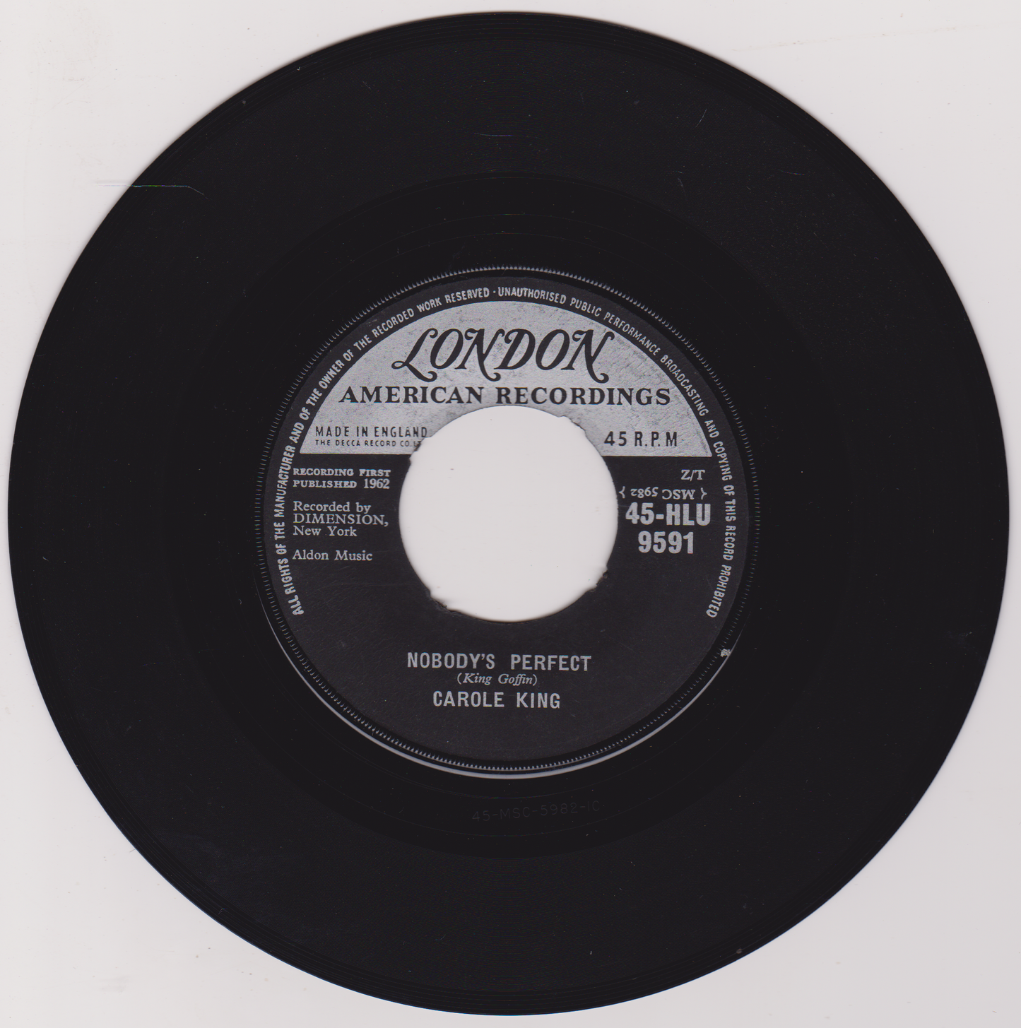 Carole King – It Might As Well Rain Until September (London 1962) 7" vinyl single VG/G+ jukebox centre