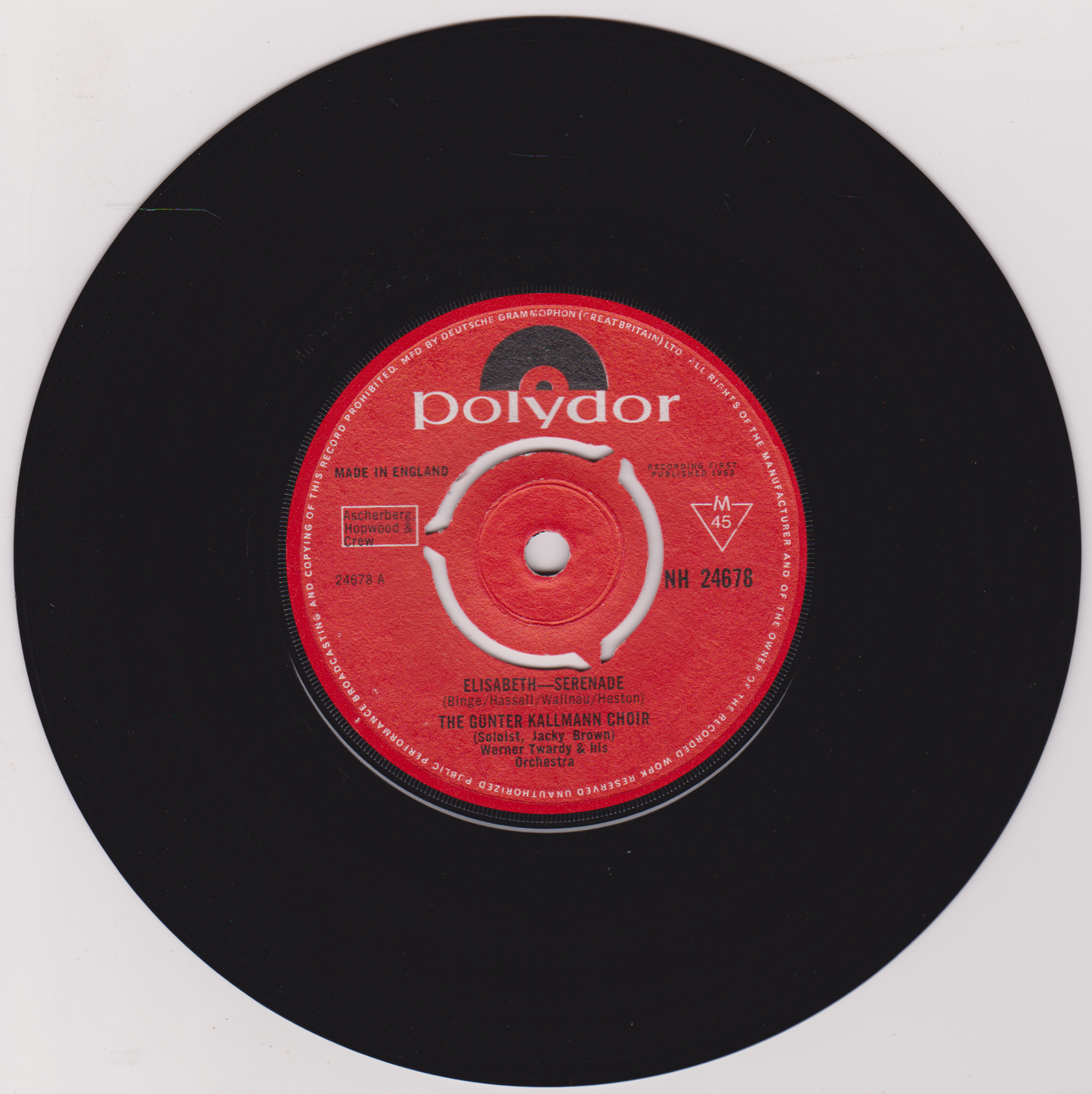 The Günter Kallmann Choir – Elisabeth-Serenade (Polydor 1964) 7" vinyl single VG/VG