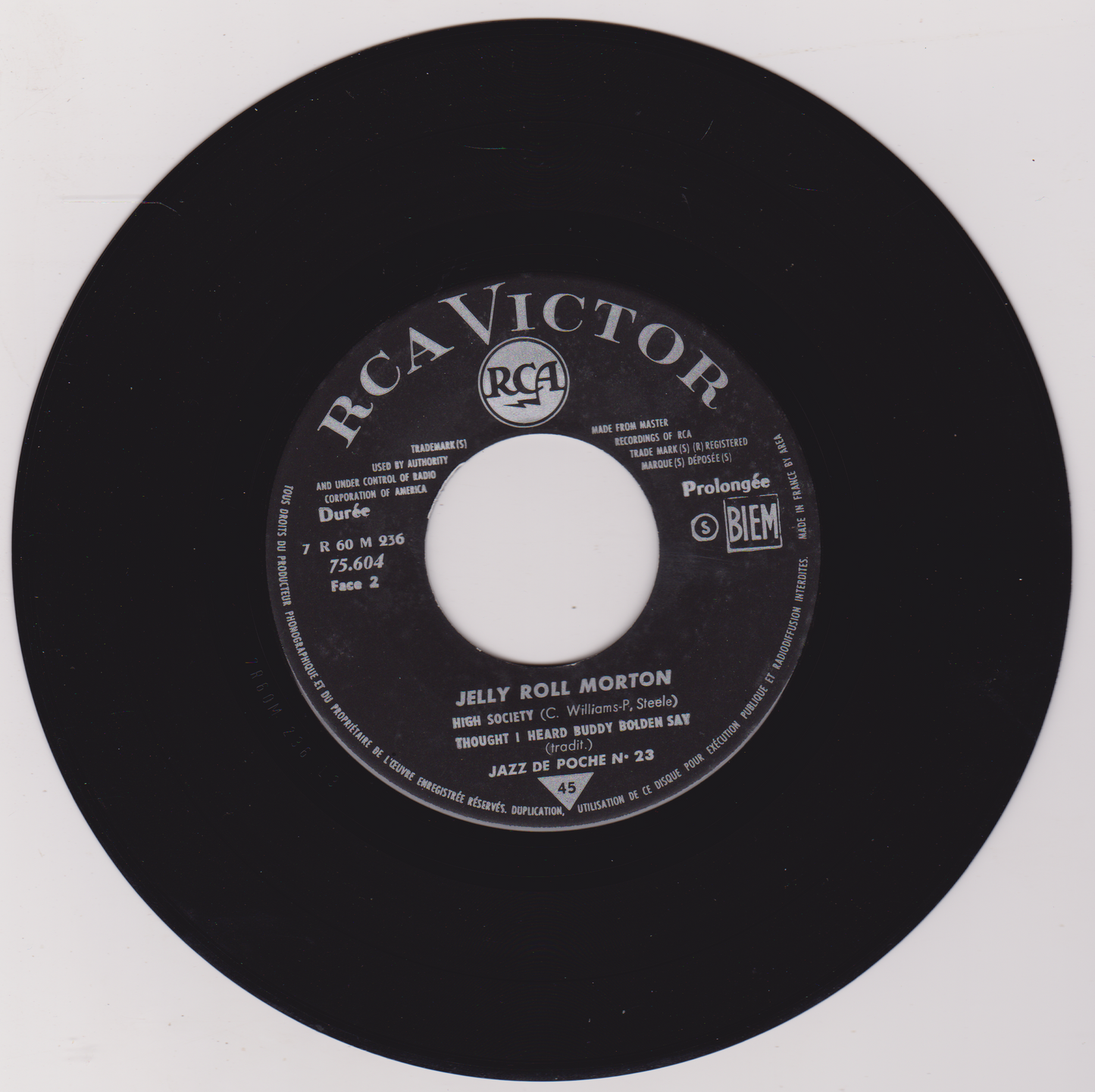 Jelly Roll Morton – Jazz De Poche N° 23 (RCA 1960) 7" vinyl EP VG/VG France