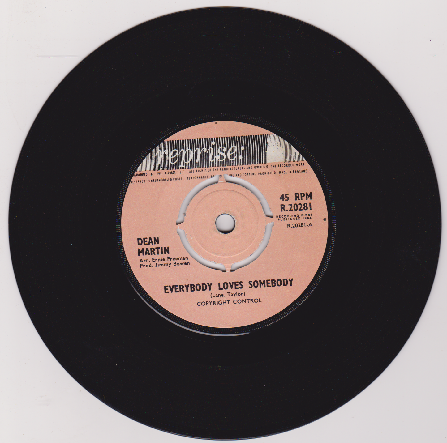 Dean Martin – Everybody Loves Somebody (Reprise 1964) 7" vinyl single VG/-