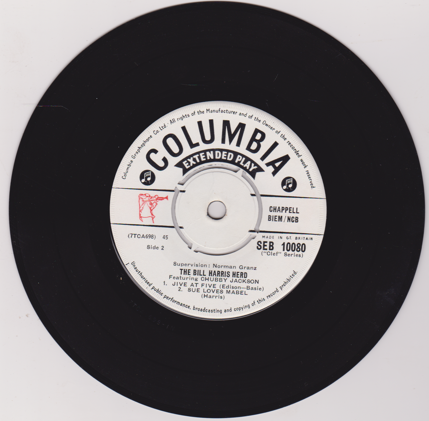 The Bill Harris Herd Featuring Chubby Jackson (Columbia) 7" vinyl EP VG/VG