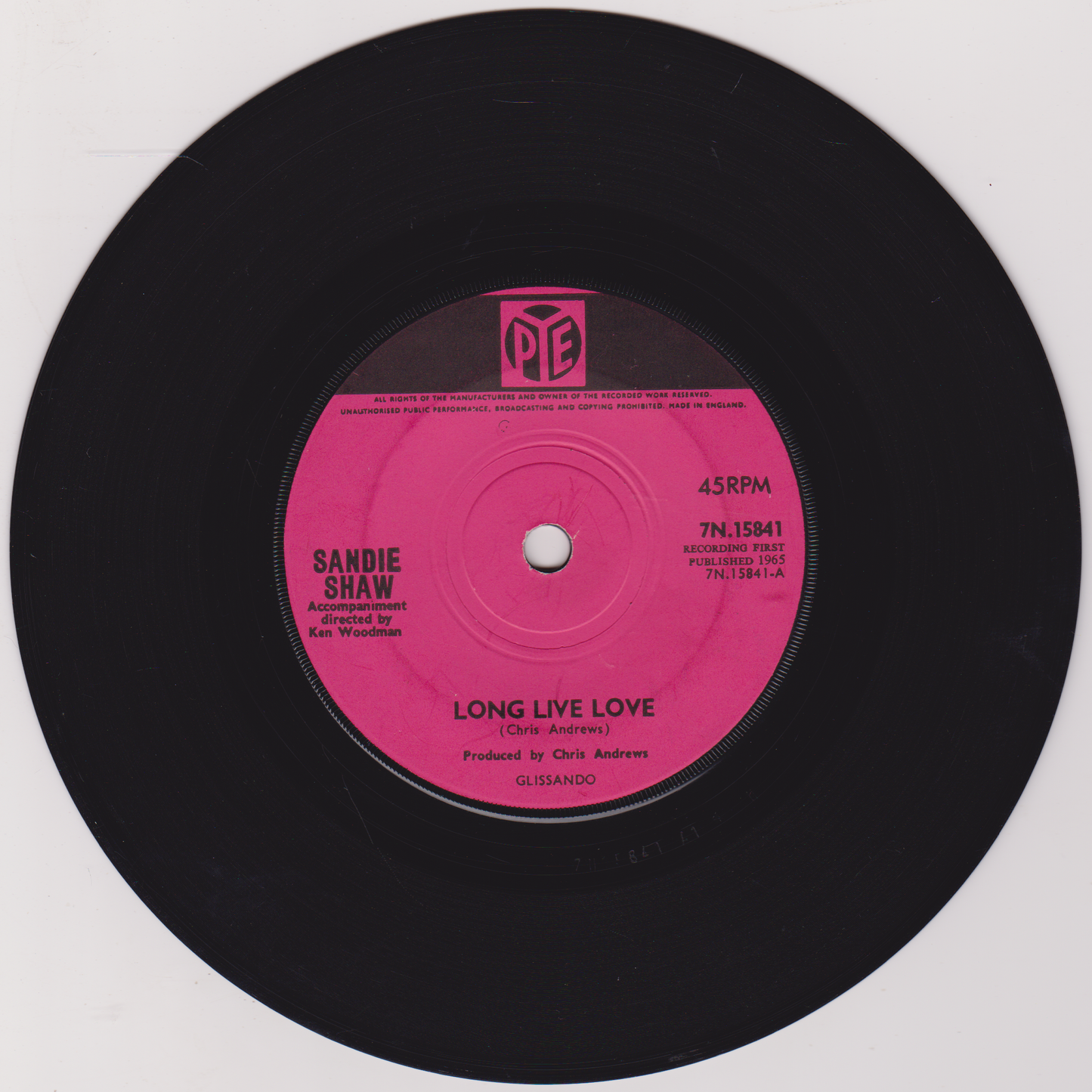 Sandie Shaw - Long Live Love (Pye, 1965) 7" vinyl single VG/-