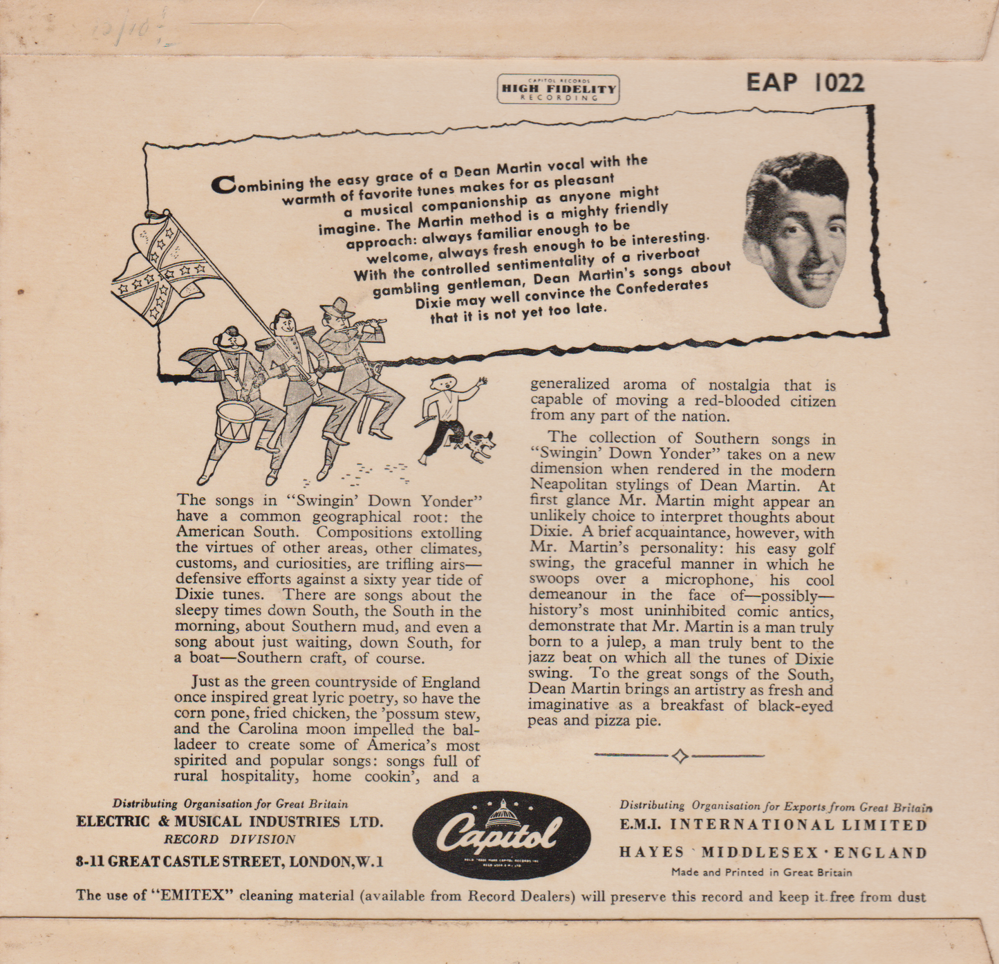 Dean Martin – Swingin' Down Yonder (No. 2) (Capitol 1956) 7" vinyl EP VG/VG jukebox centre