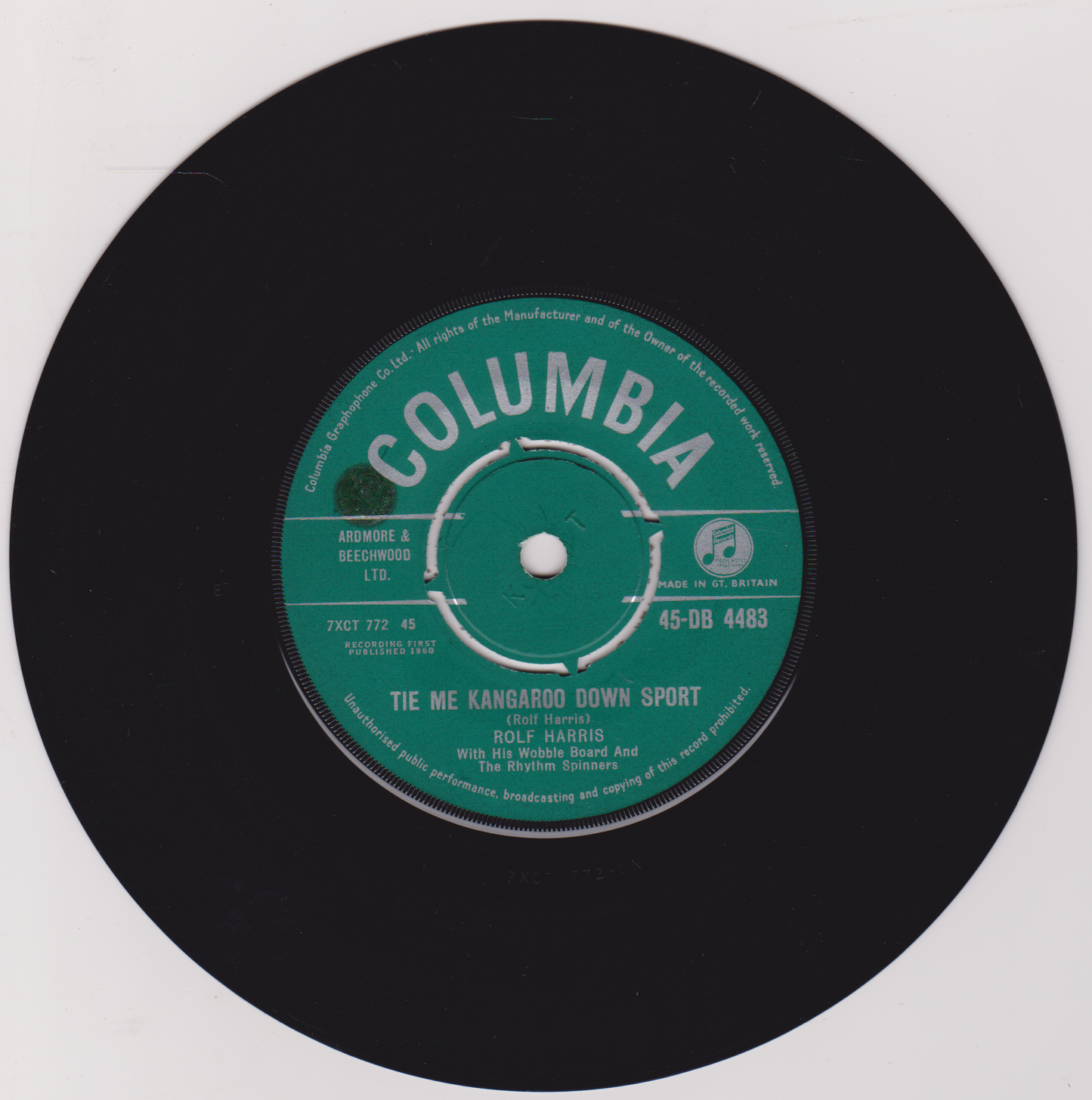 Rolf Harris And The Rhythm Spinners – Tie Me Kangaroo Down Sport (Columbia, 1960) 7" vinyl single VG/VG