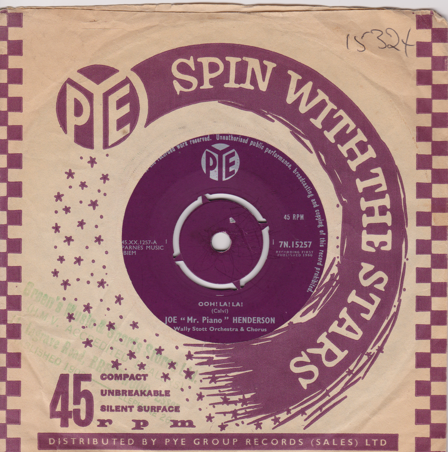 Joe "Mr Piano" Henderson, Wally Stott Orchestra & Chorus – Ooh! La! La! 7" vinyl single VG/VG