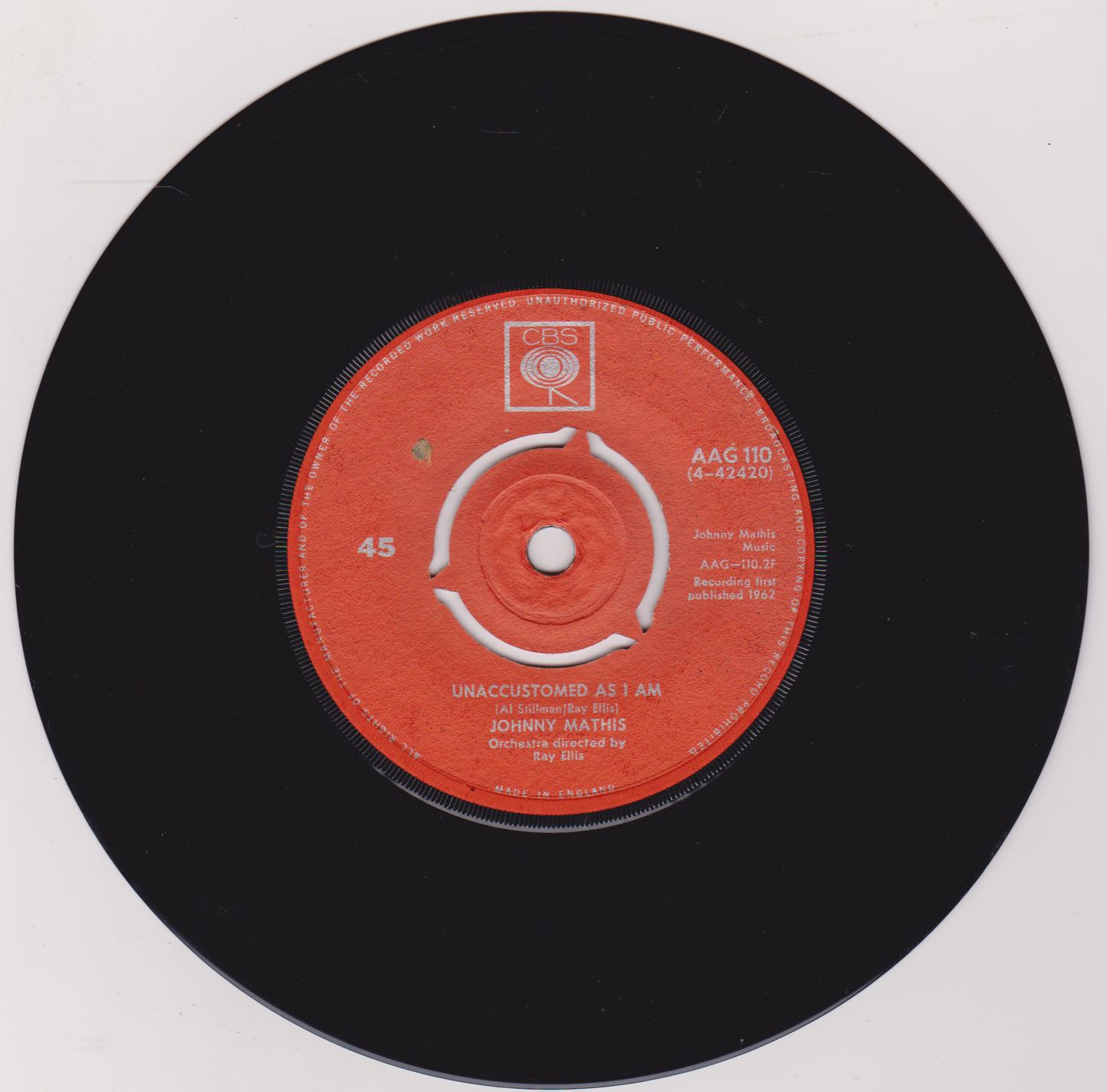 Johnny Mathis – Marianna (CBS 1962) 7" vinyl single VG/VG