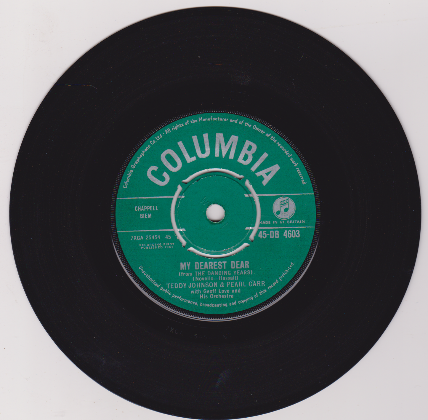 Teddy Johnson & Pearl Carr – How Wonderful To Know (Columbia 1961) 7" vinyl single VG/-