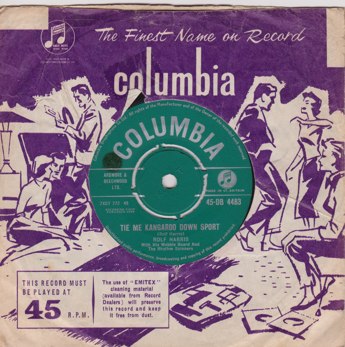 Rolf Harris And The Rhythm Spinners – Tie Me Kangaroo Down Sport (Columbia, 1960) 7" vinyl single VG/VG
