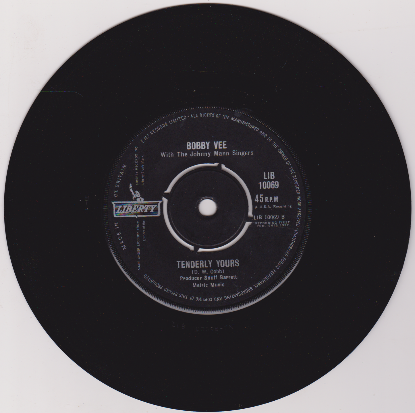 Bobby Vee – The Night Has A Thousand Eyes (London 1963) 7" vinyl single G+/-