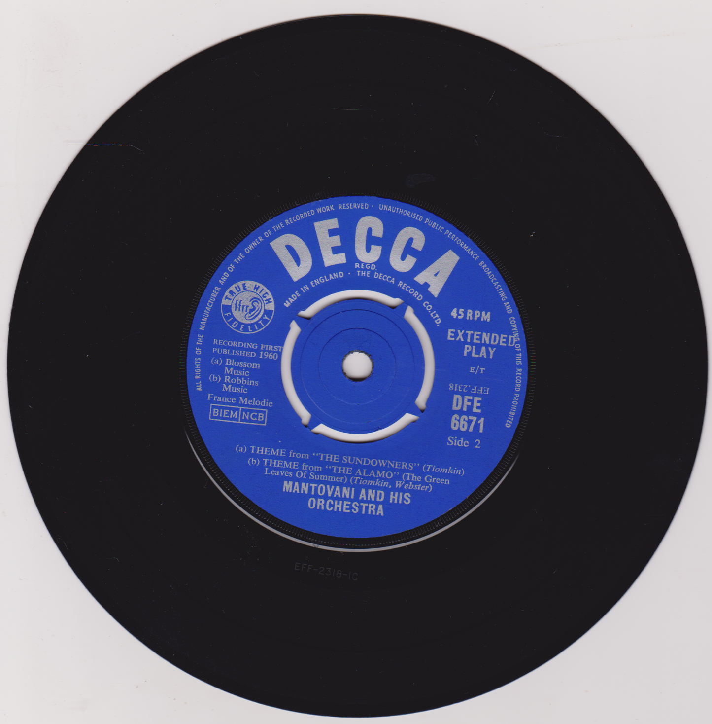 Mantovani – Plays The Theme From Exodus And Other Themes (Decca 1961) 7" vinyl P/S EP VG/VG