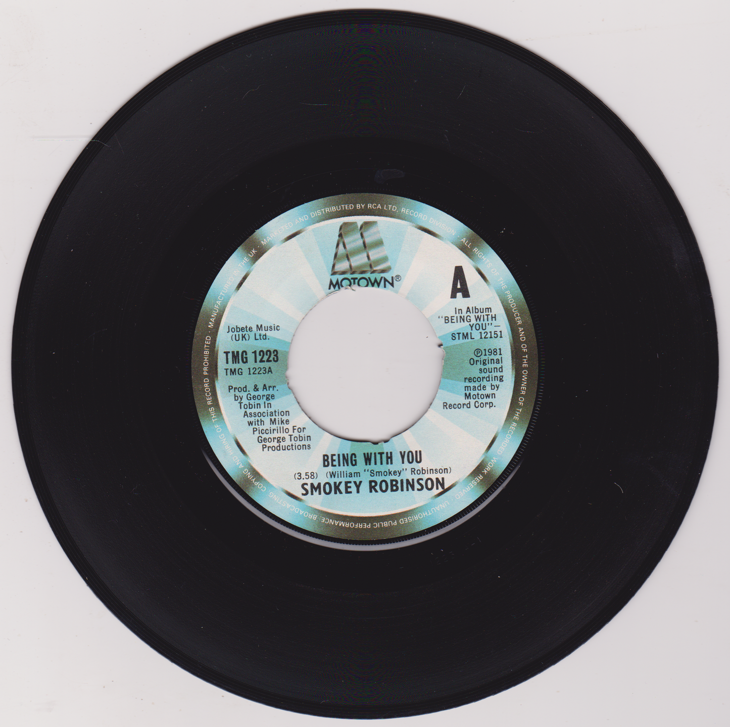 Smokey Robinson – Being With You (Motown 1981) 7" vinyl single G+/- jukebox