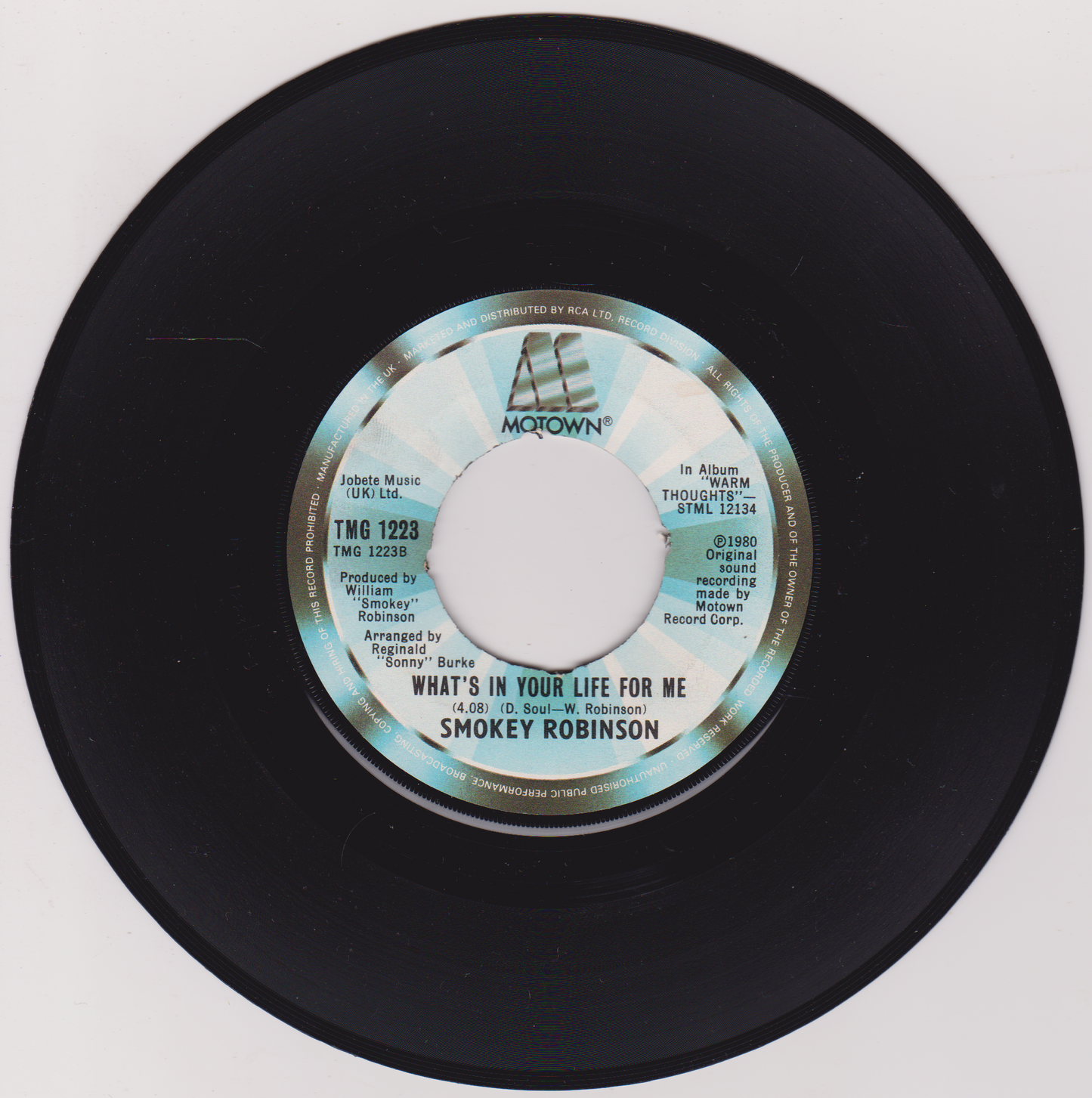 Smokey Robinson – Being With You (Motown 1981) 7" vinyl single G+/- jukebox