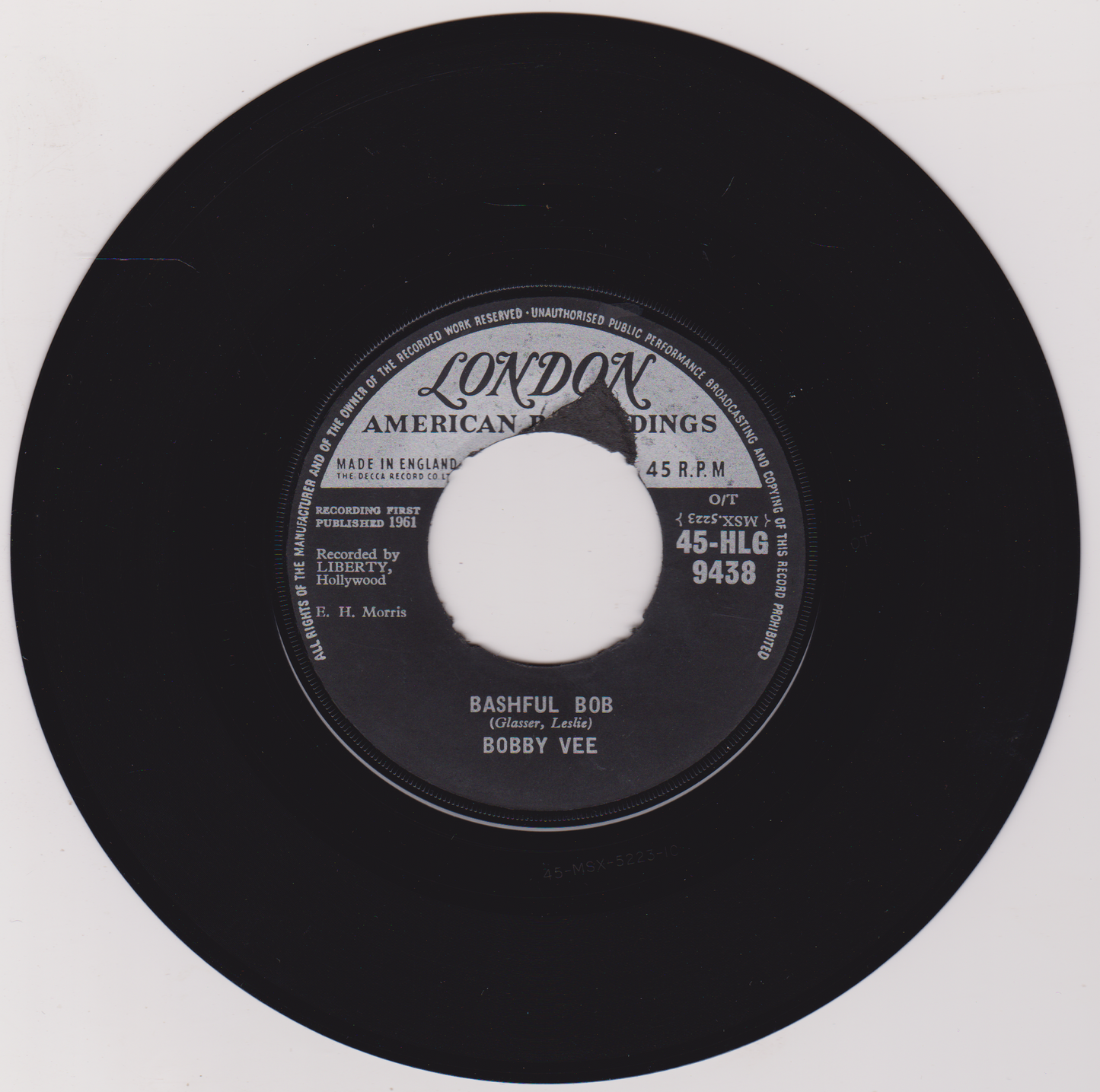 Bobby Vee – Take Good Care Of My Baby (London 1961) 7" vinyl single VG/- jukebox centre